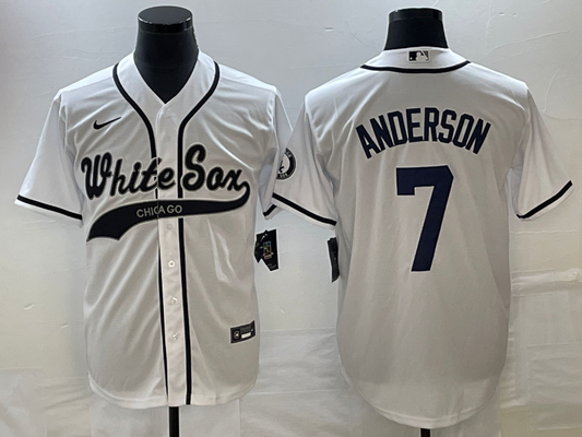 Men's Chicago White Sox Tim Anderson #7 White Replica Player Jerseys Joint Edition