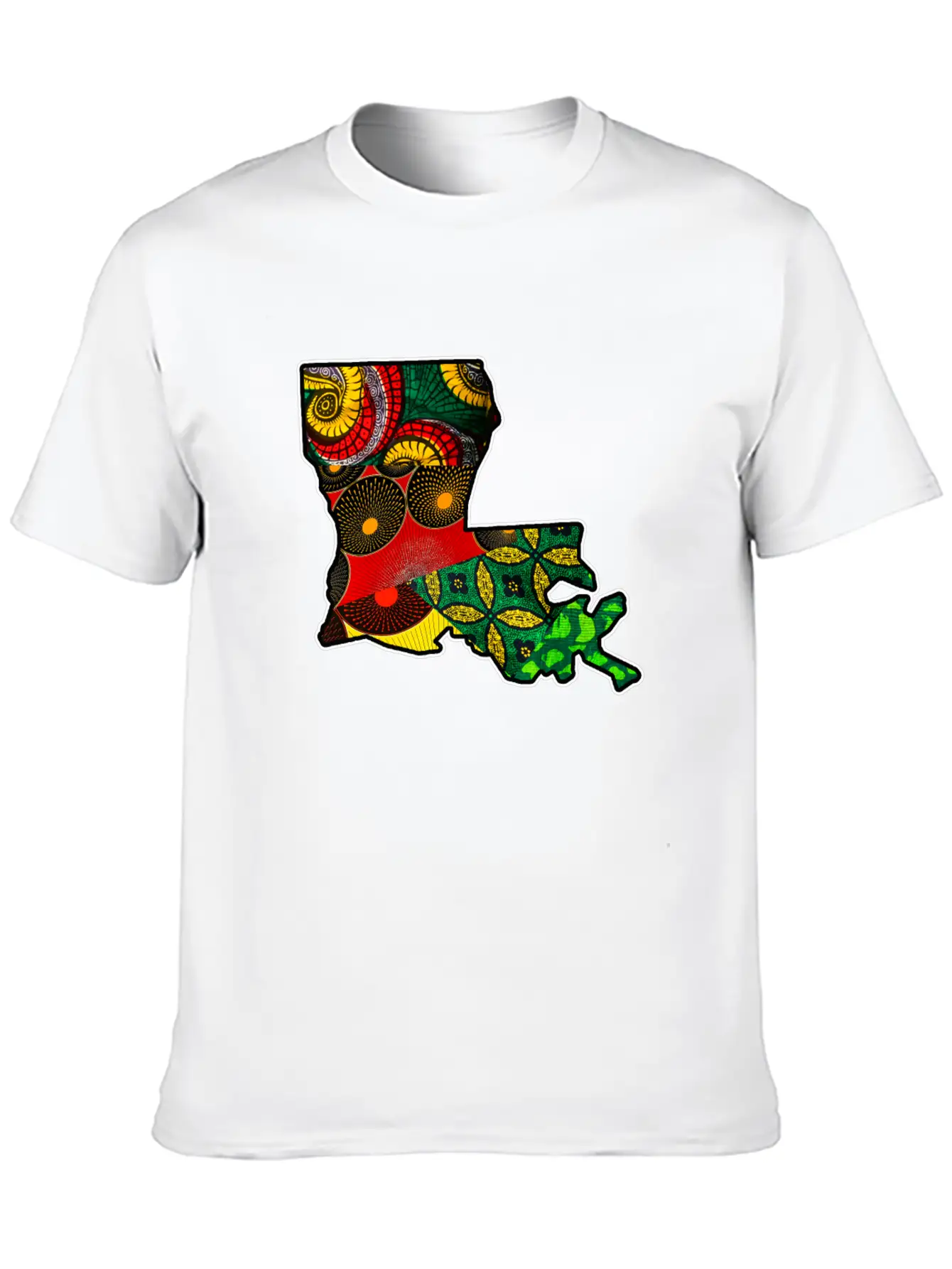 African Fabric Reggae Rasta Themed Louisiana State Timeless Short Sleeve Tee – Comfy And Minimalist Design