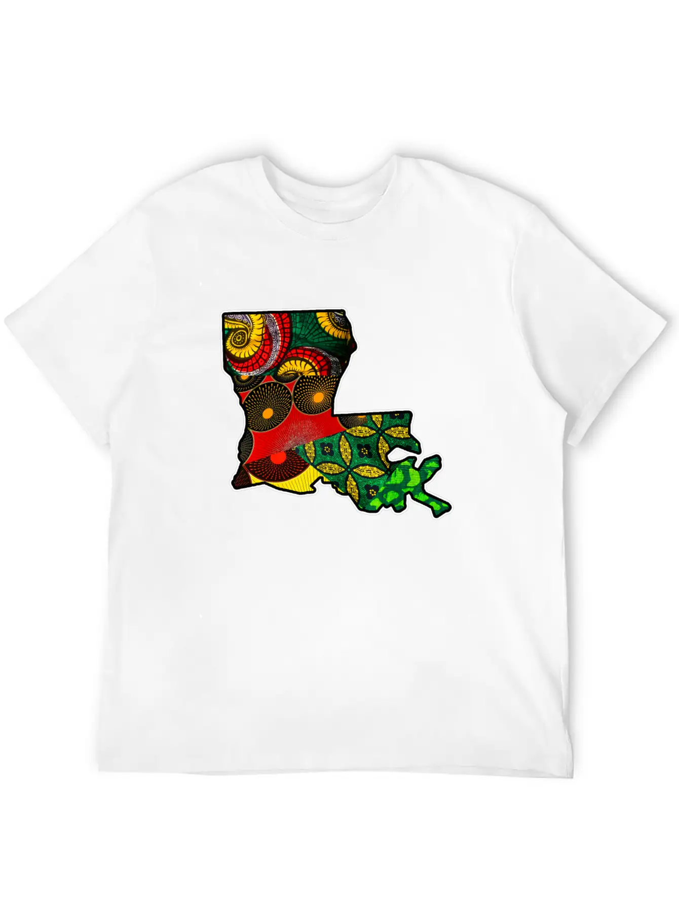 African Fabric Reggae Rasta Themed Louisiana State Timeless Short Sleeve Tee – Comfy And Minimalist Design