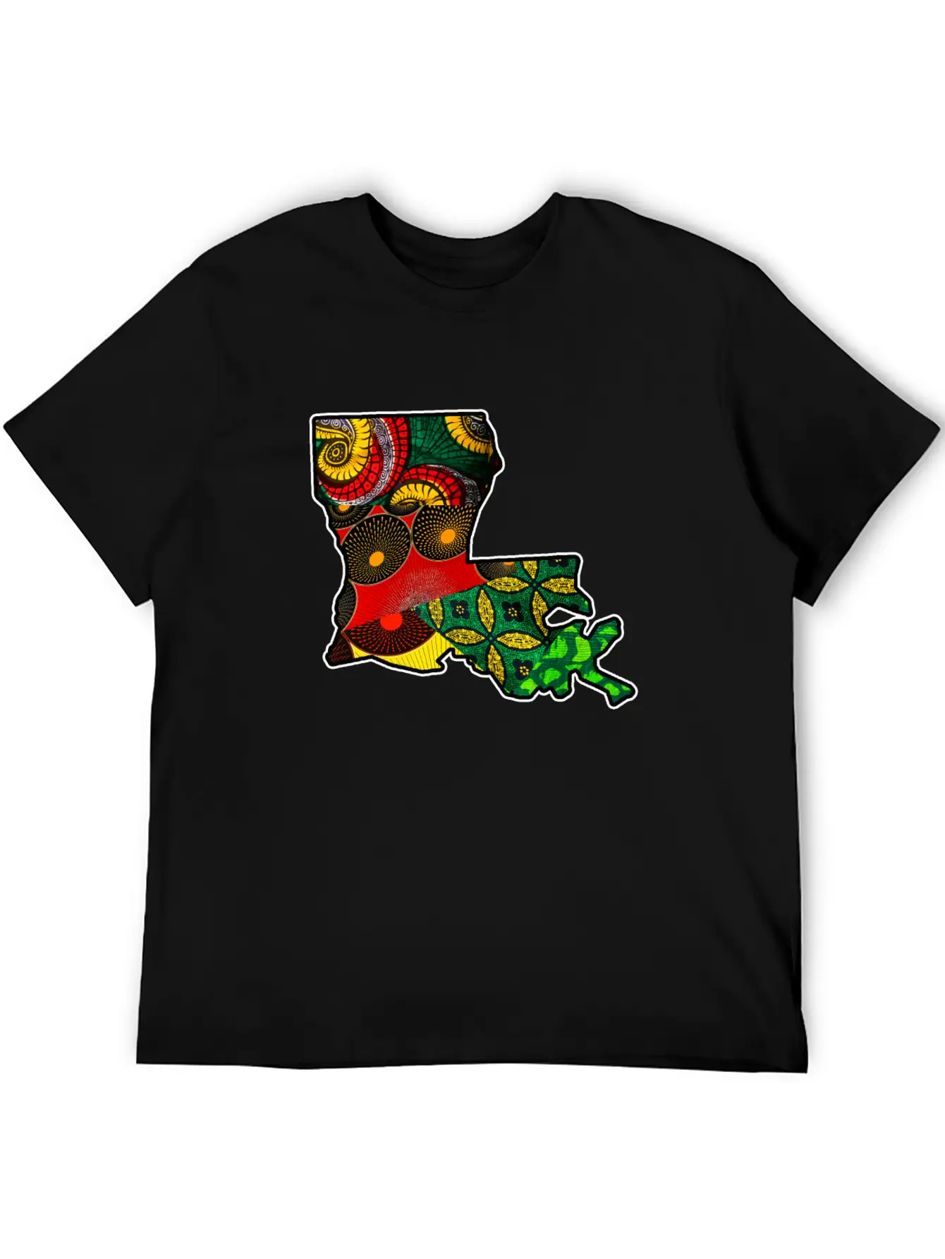 African Fabric Reggae Rasta Themed Louisiana State Timeless Short Sleeve Tee – Comfy And Minimalist Design