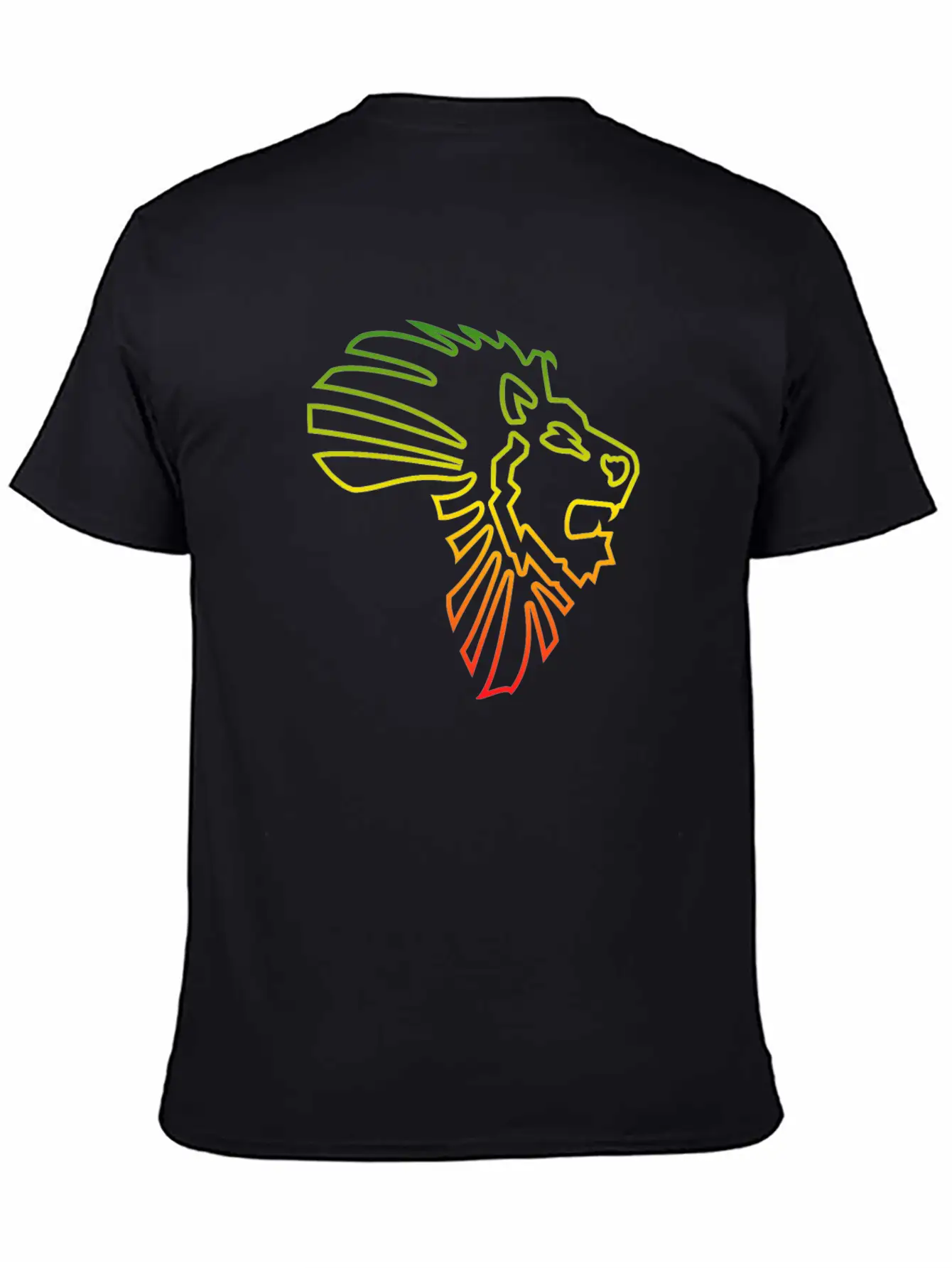 African Map African Lion Red Gold Green Outline Stylish Everyday T-Shirt – Unisex Basic Cotton Tee