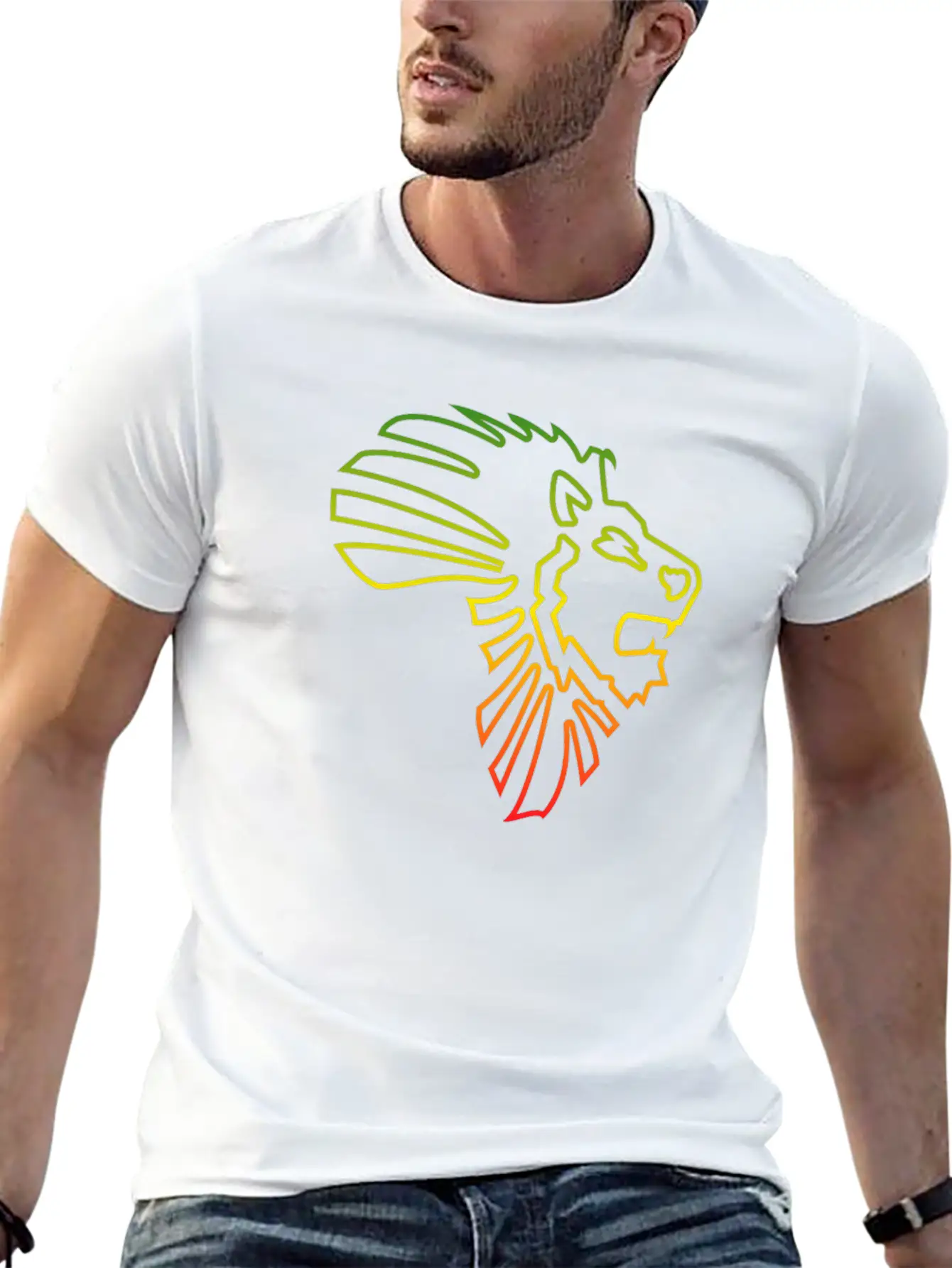 African Map African Lion Red Gold Green Outline Stylish Everyday T-Shirt – Unisex Basic Cotton Tee