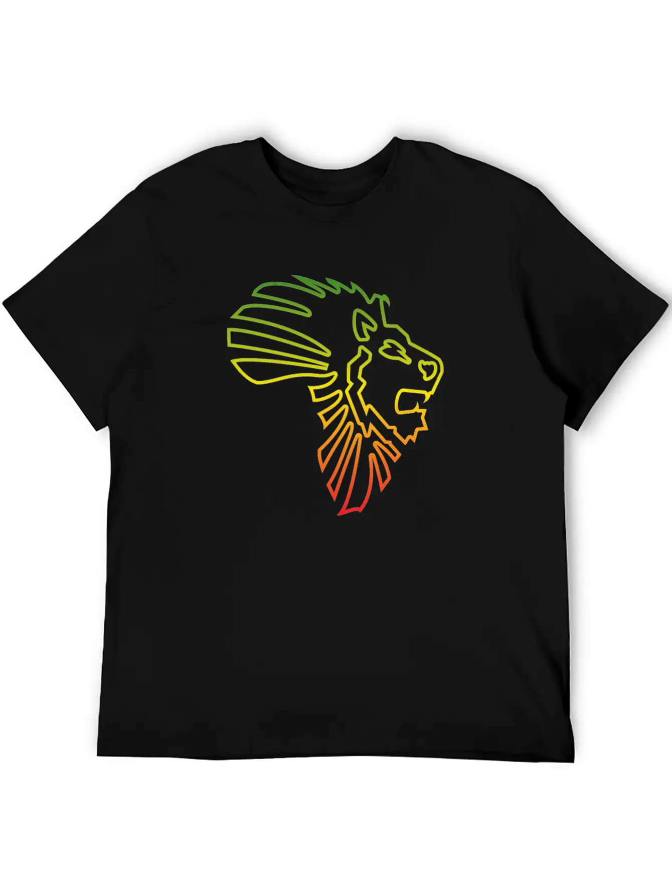 African Map African Lion Red Gold Green Outline Stylish Everyday T-Shirt – Unisex Basic Cotton Tee