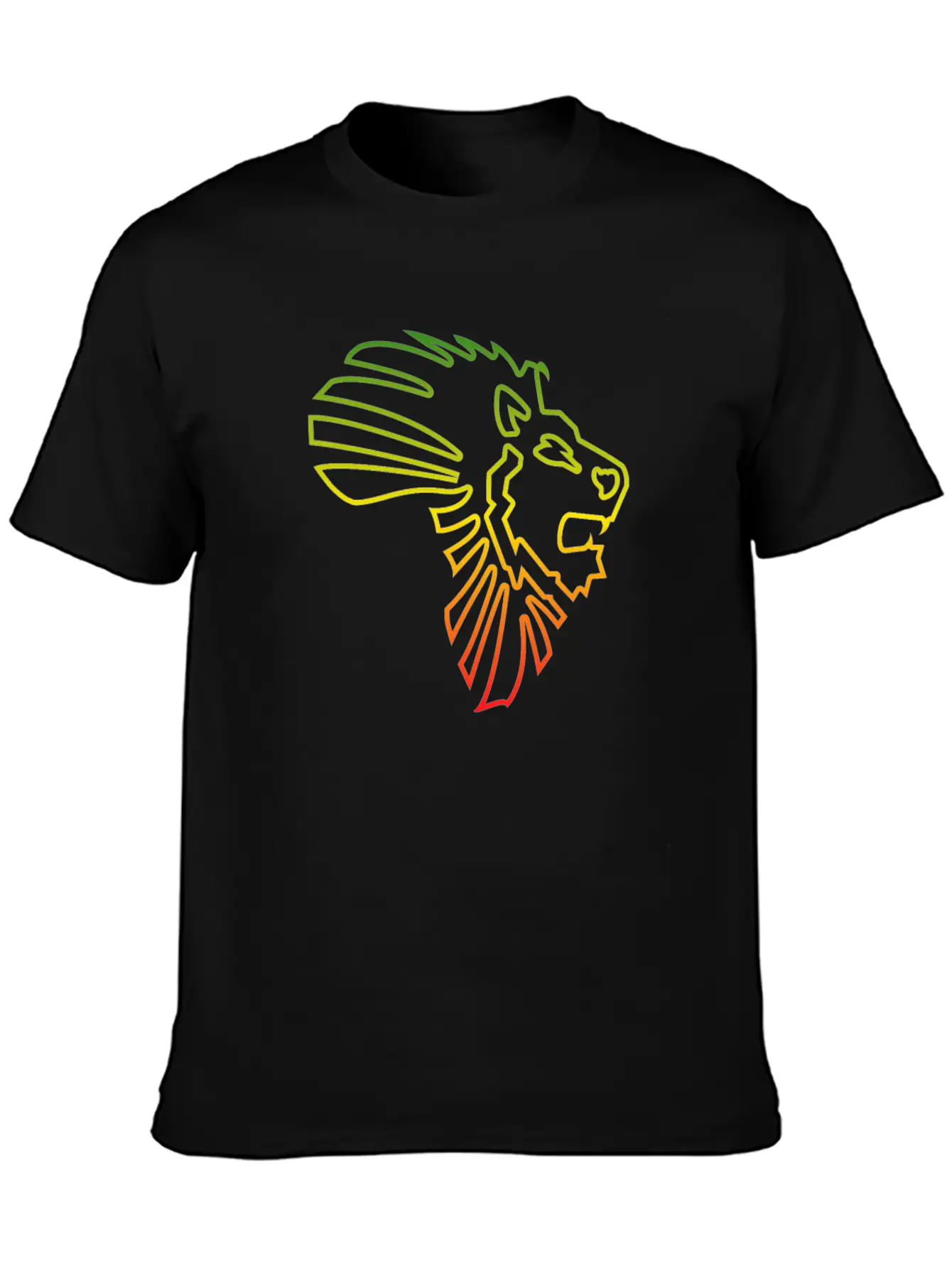 African Map African Lion Red Gold Green Outline Stylish Everyday T-Shirt – Unisex Basic Cotton Tee