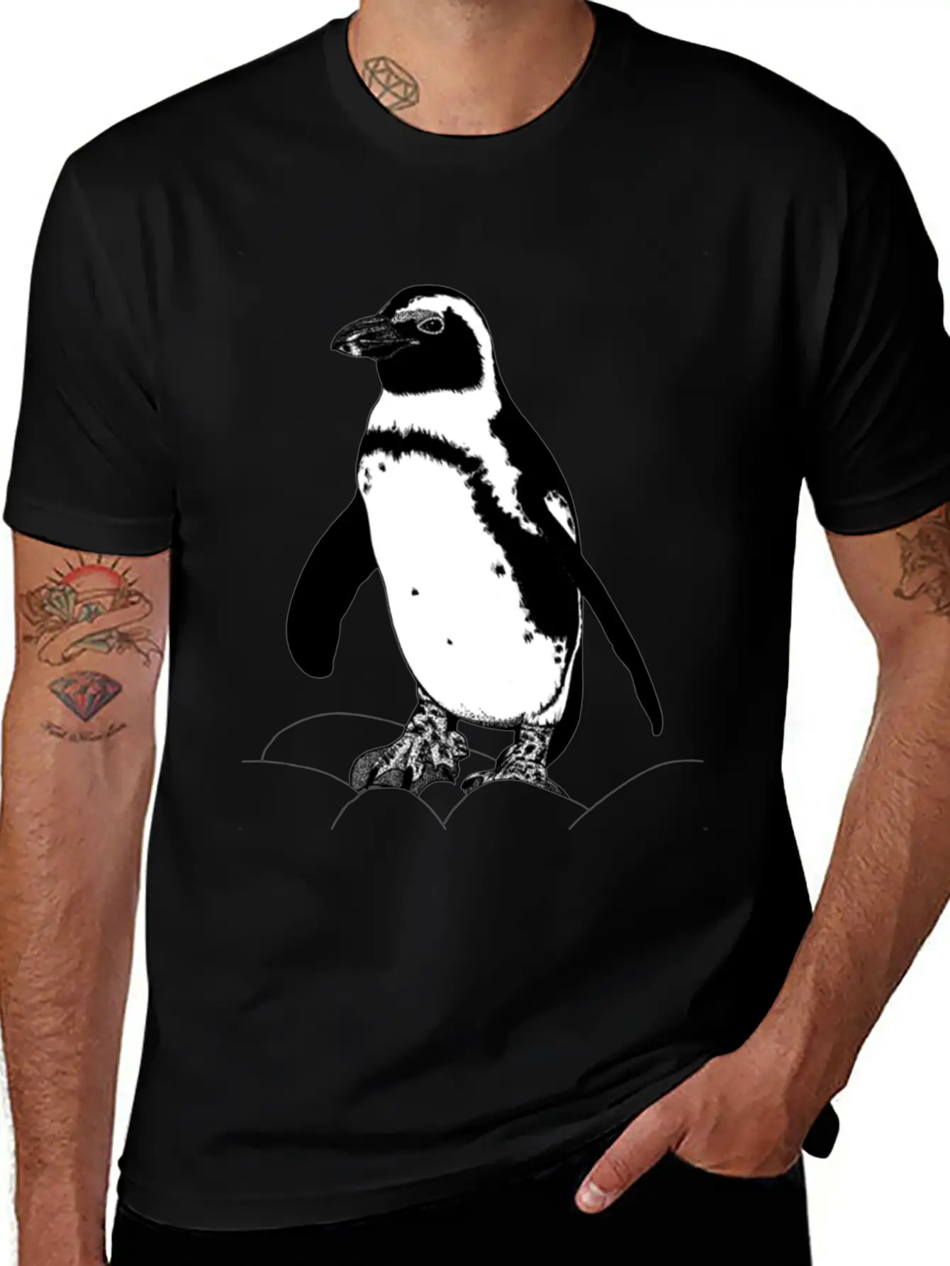 African Penguin Ink Illustration Unisex Casual T-Shirt – Clean Design For Daily Comfort