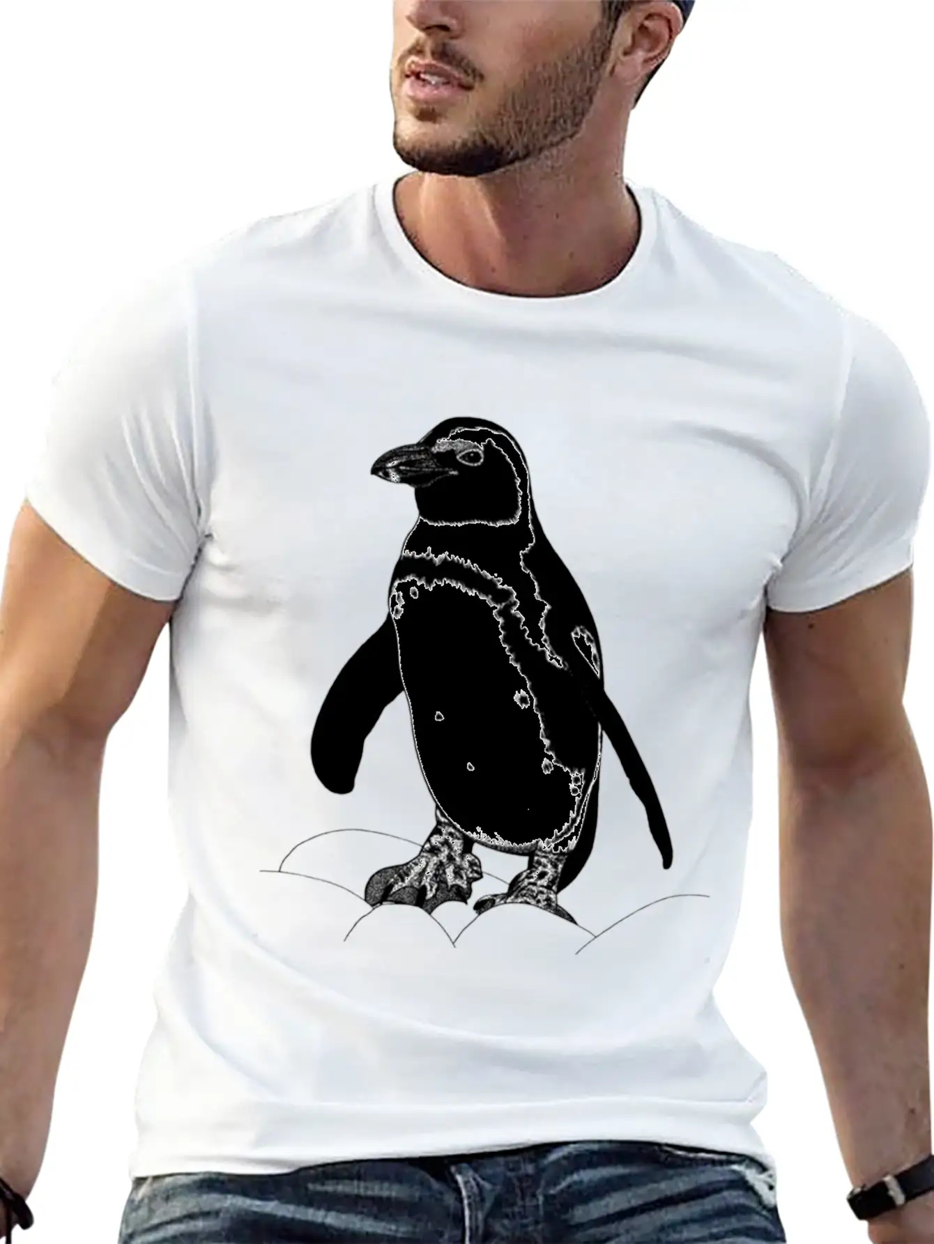 African Penguin Ink Illustration Unisex Casual T-Shirt – Clean Design For Daily Comfort