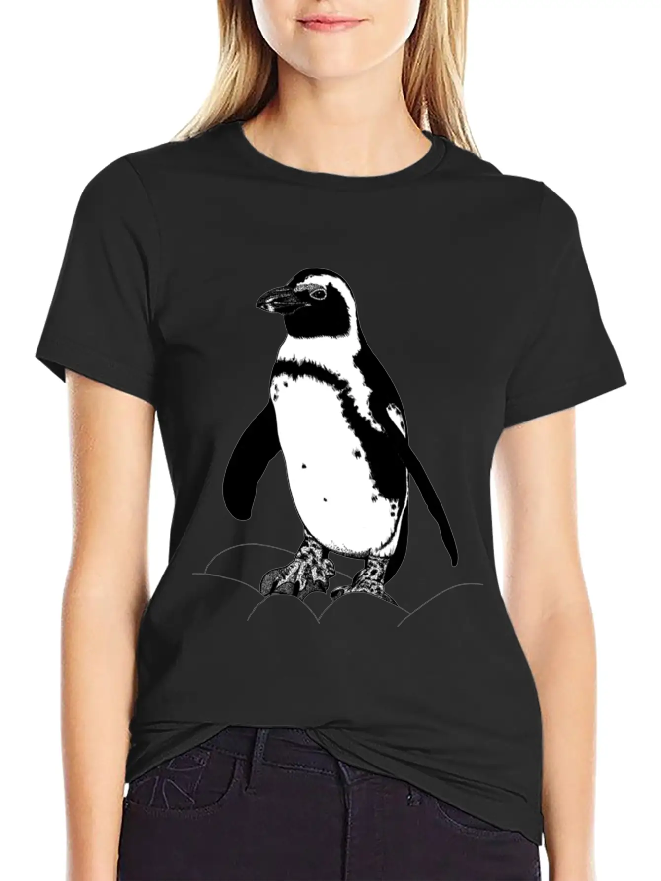 African Penguin Ink Illustration Unisex Casual T-Shirt – Clean Design For Daily Comfort