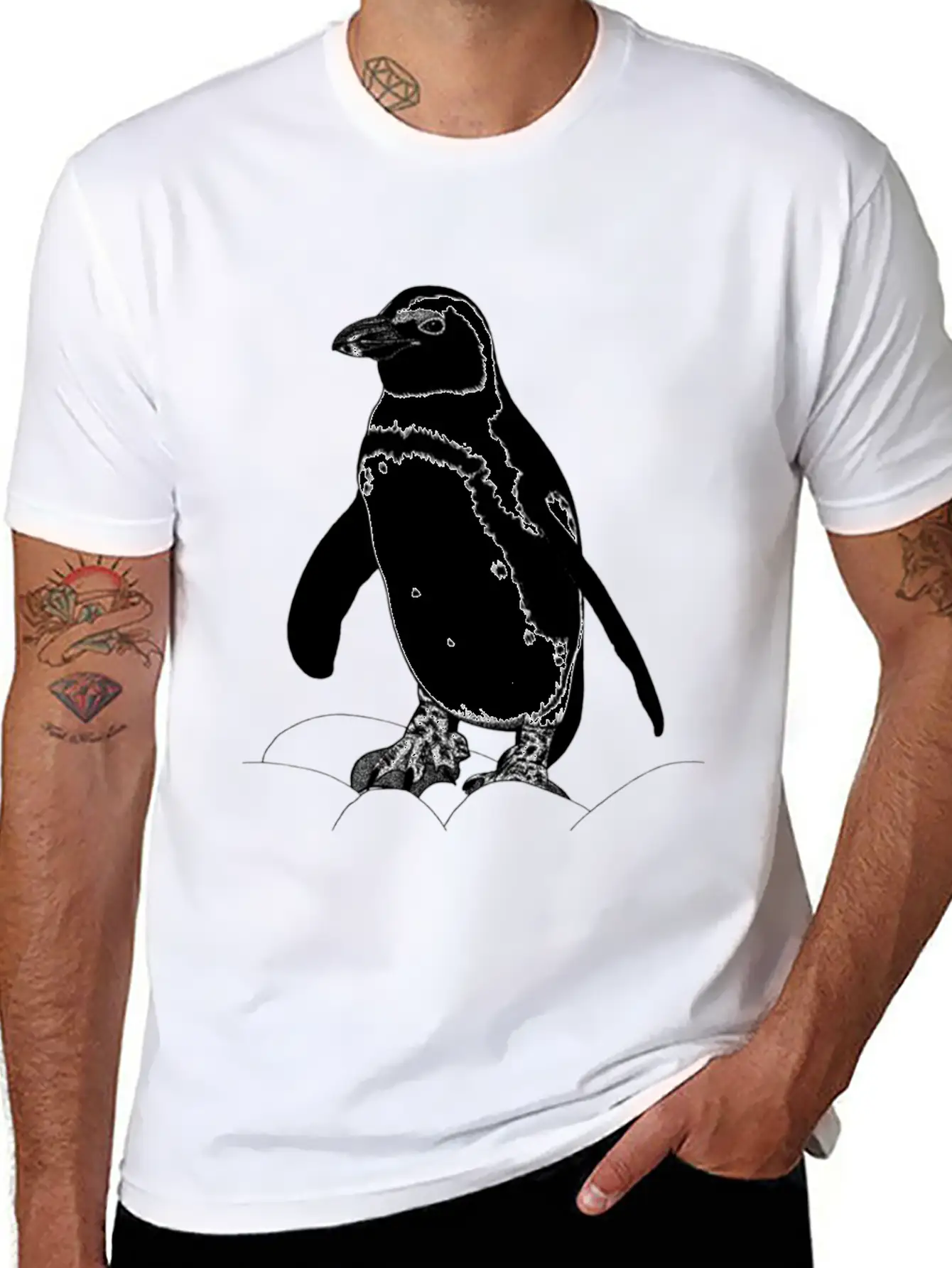 African Penguin Ink Illustration Unisex Casual T-Shirt – Clean Design For Daily Comfort