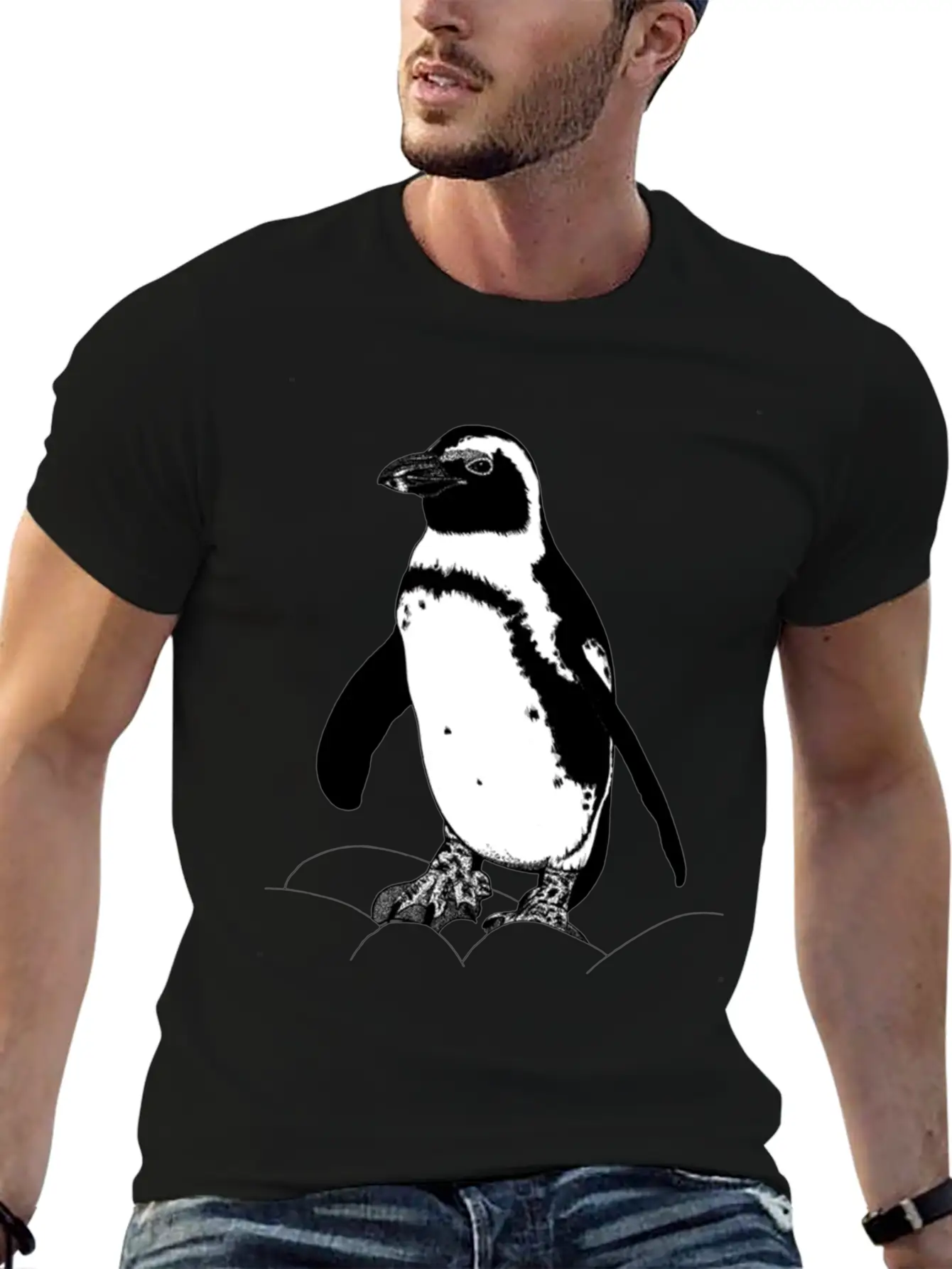 African Penguin Ink Illustration Unisex Casual T-Shirt – Clean Design For Daily Comfort