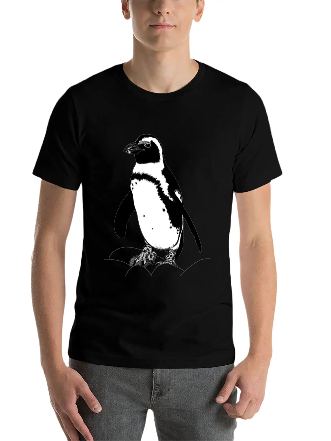 African Penguin Ink Illustration Unisex Casual T-Shirt – Clean Design For Daily Comfort
