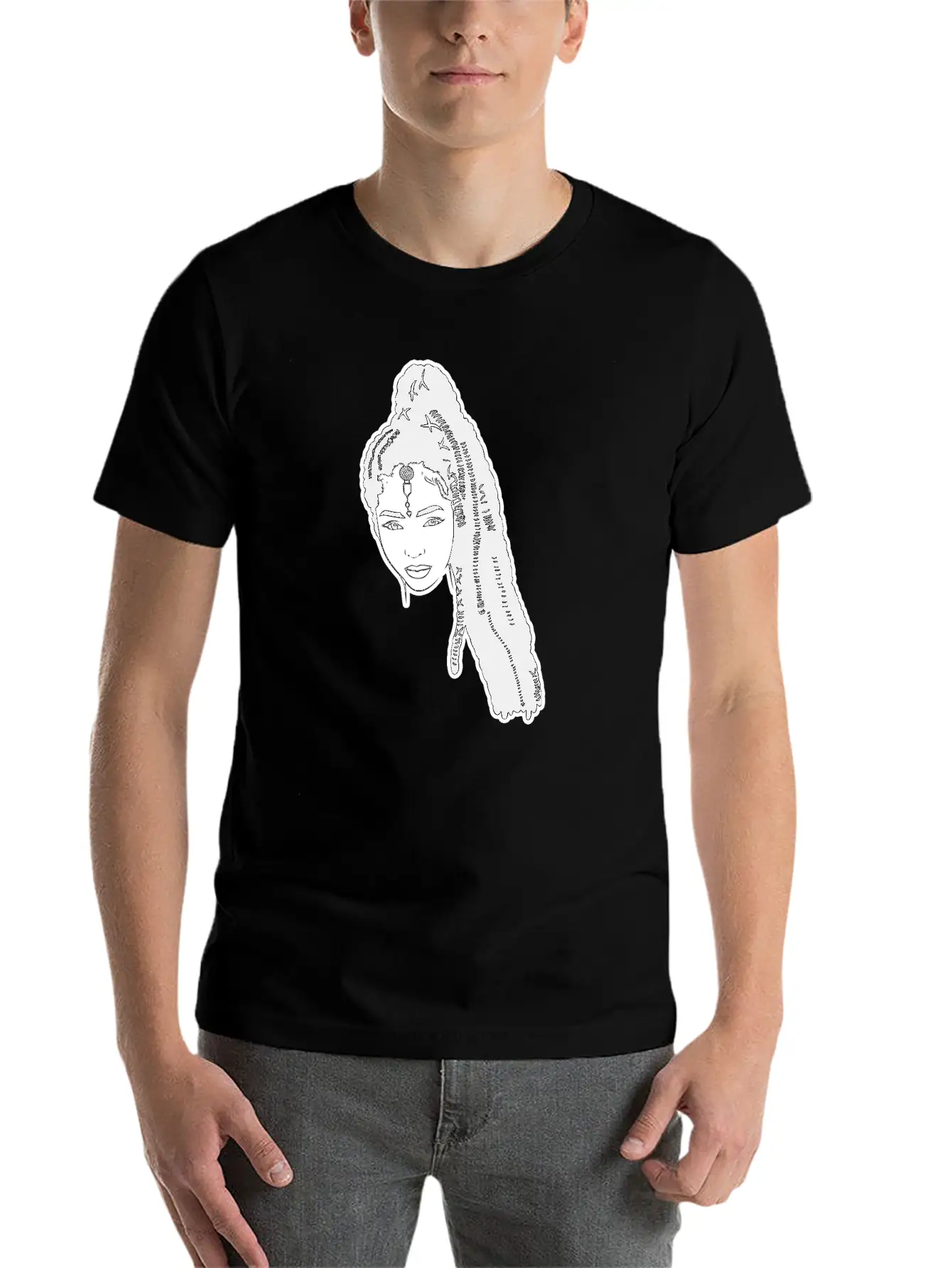 Afro Woman Black Hair Style Natural Confident Basic Graphic T-Shirt – Daily Comfort In Soft Cotton