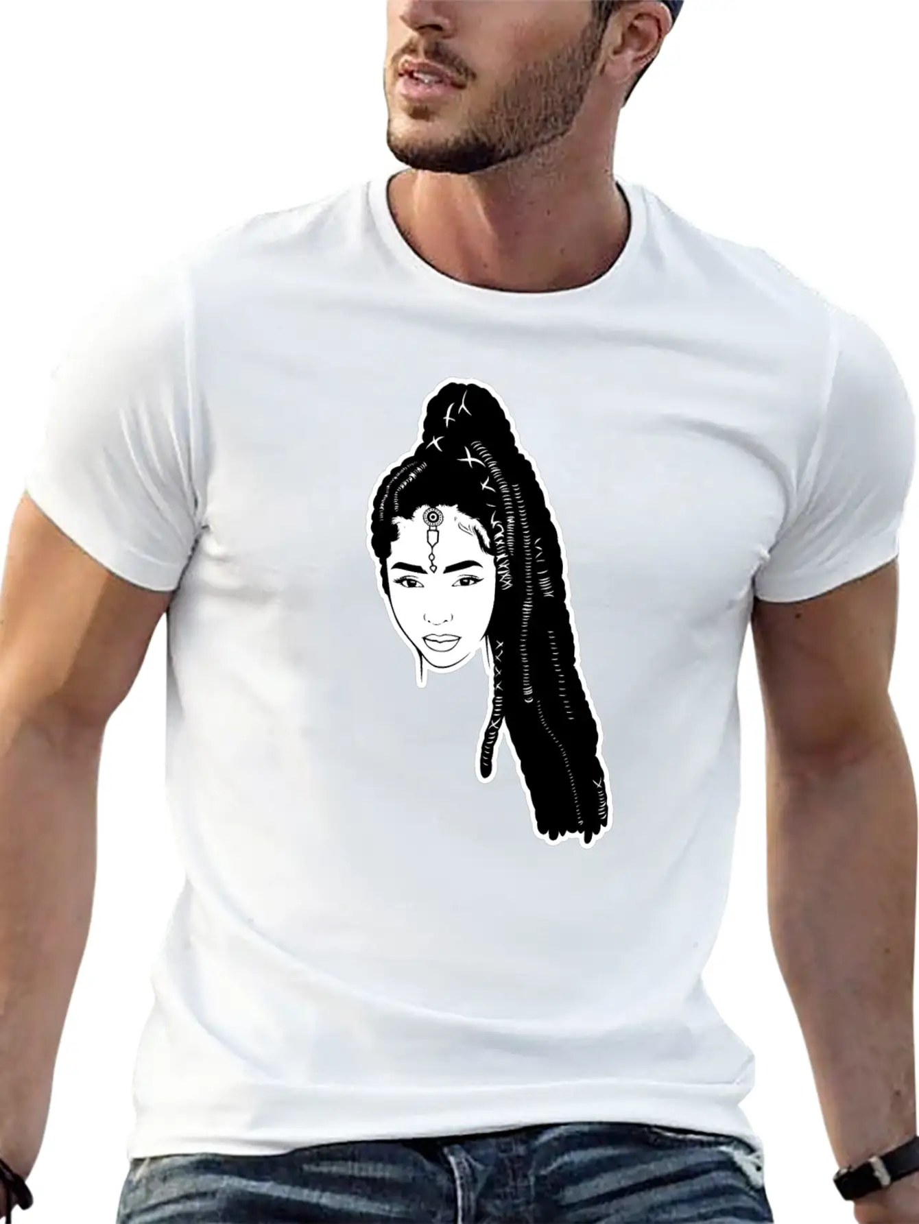 Afro Woman Black Hair Style Natural Confident Basic Graphic T-Shirt – Daily Comfort In Soft Cotton