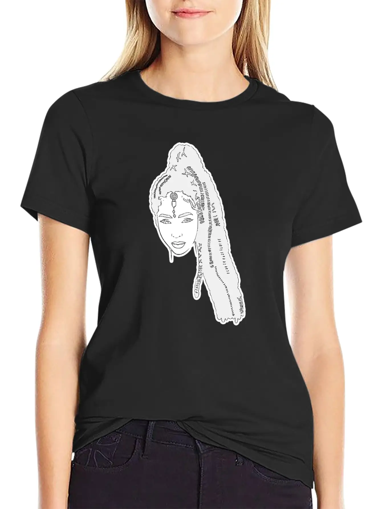 Afro Woman Black Hair Style Natural Confident Basic Graphic T-Shirt – Daily Comfort In Soft Cotton