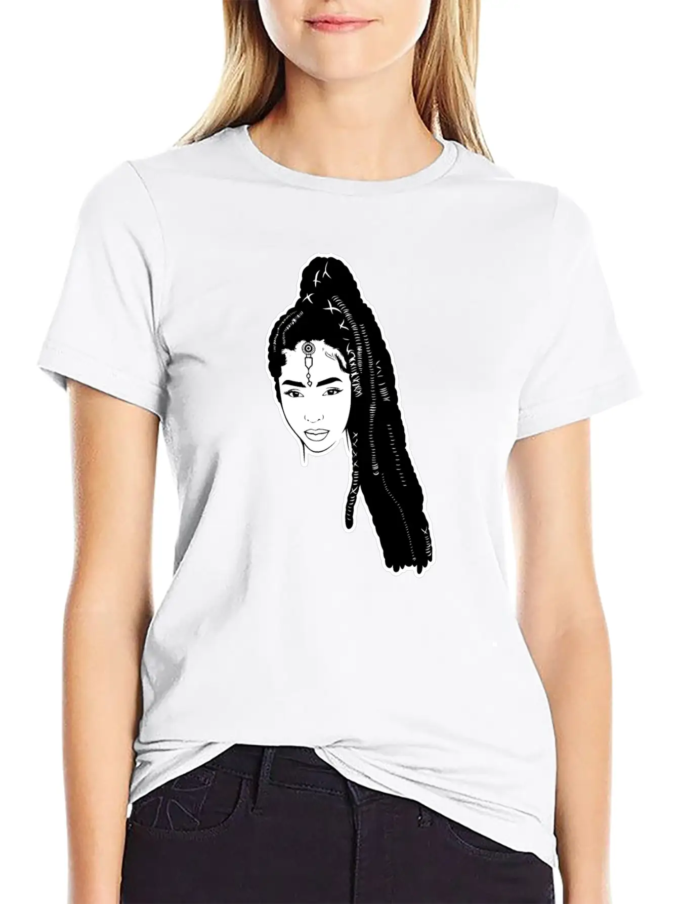 Afro Woman Black Hair Style Natural Confident Basic Graphic T-Shirt – Daily Comfort In Soft Cotton