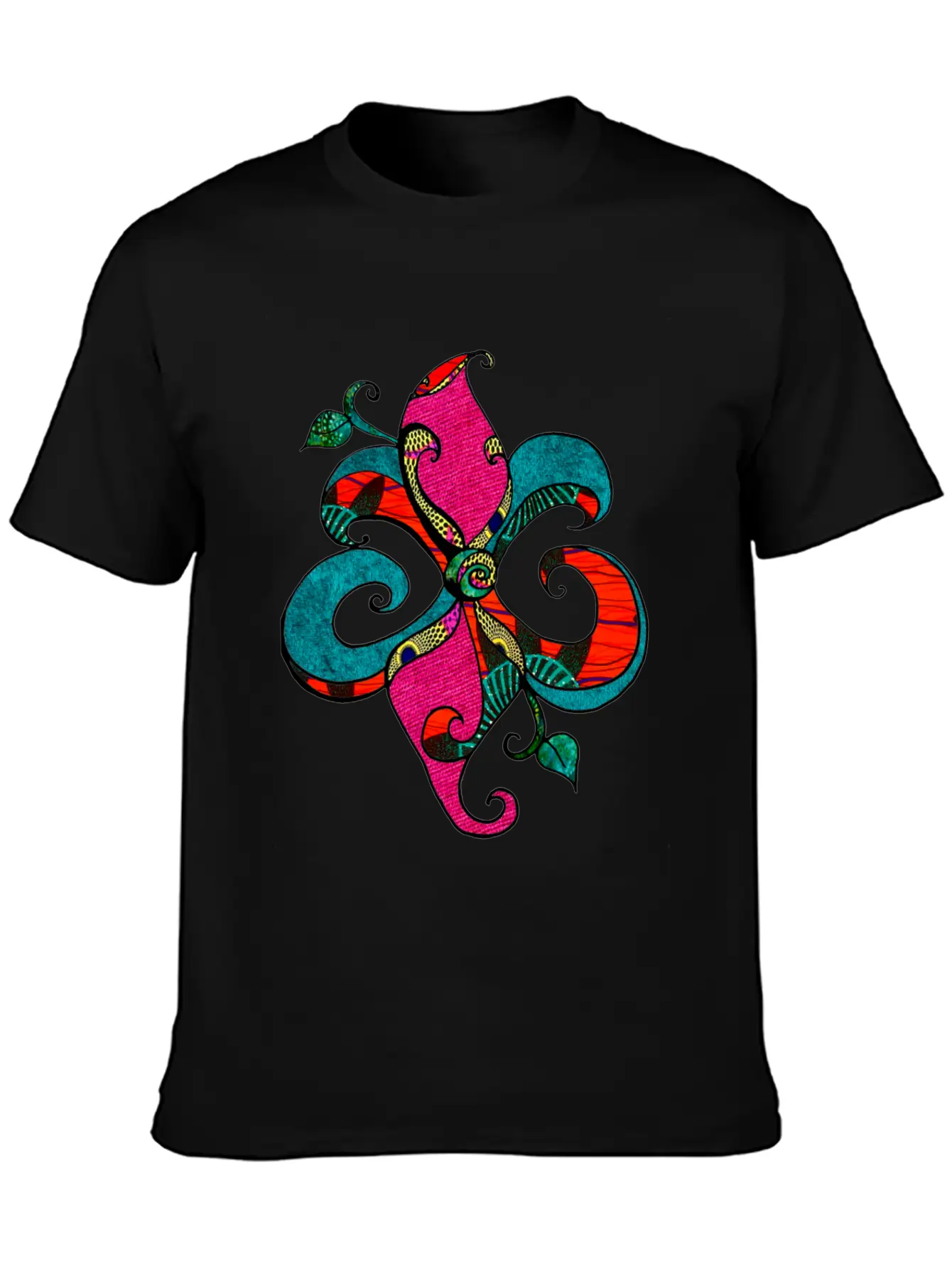 Afropastel Fleur D Lis Unisex Short Sleeve Soft Cotton T-Shirt – Casual Everyday Wear