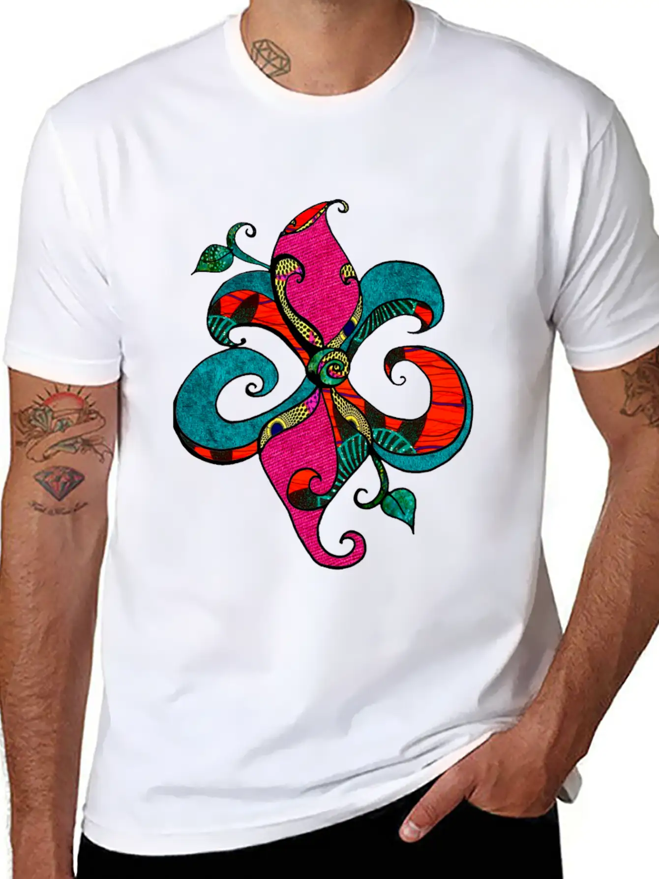 Afropastel Fleur D Lis Unisex Short Sleeve Soft Cotton T-Shirt – Casual Everyday Wear