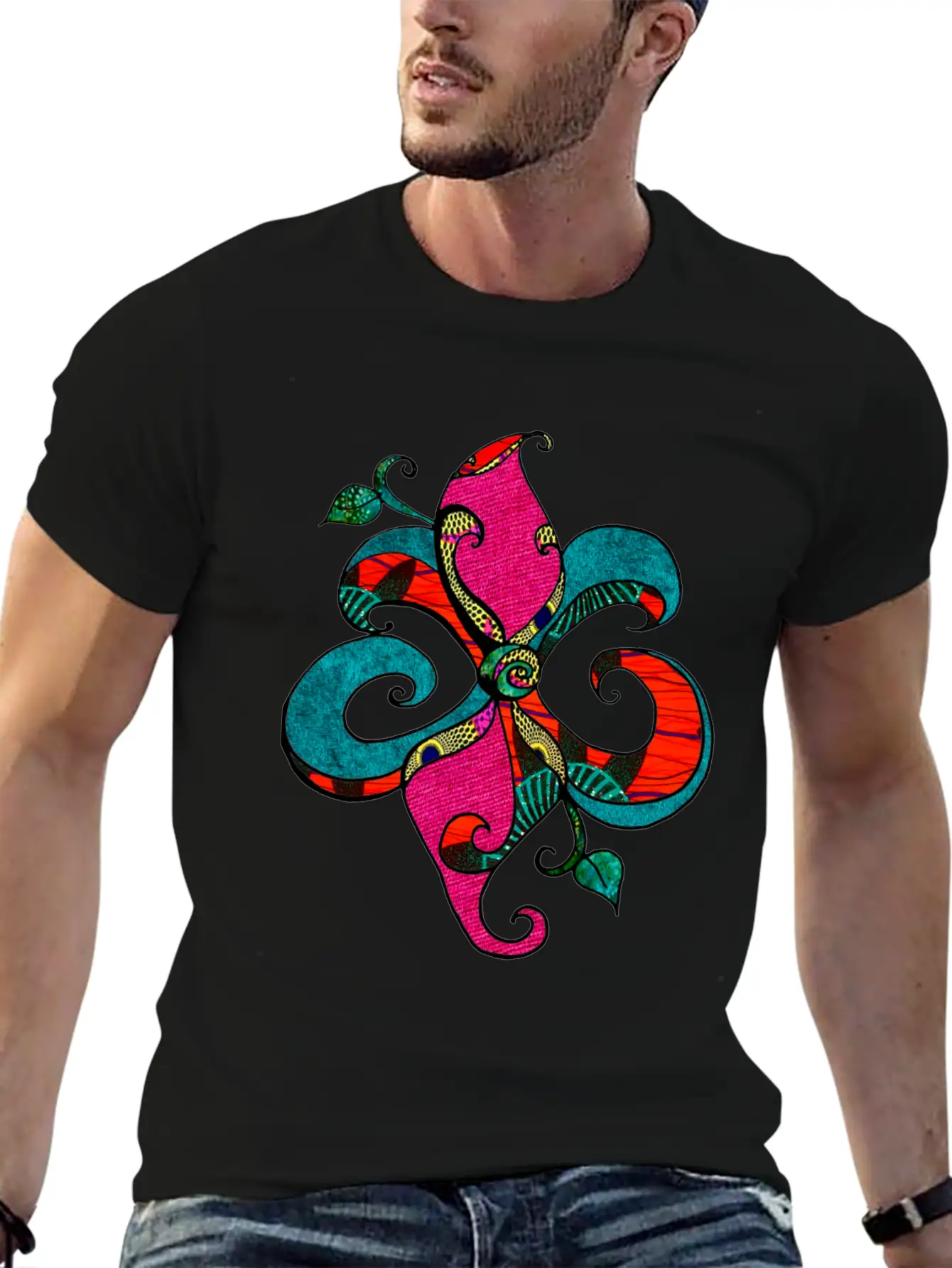 Afropastel Fleur D Lis Unisex Short Sleeve Soft Cotton T-Shirt – Casual Everyday Wear