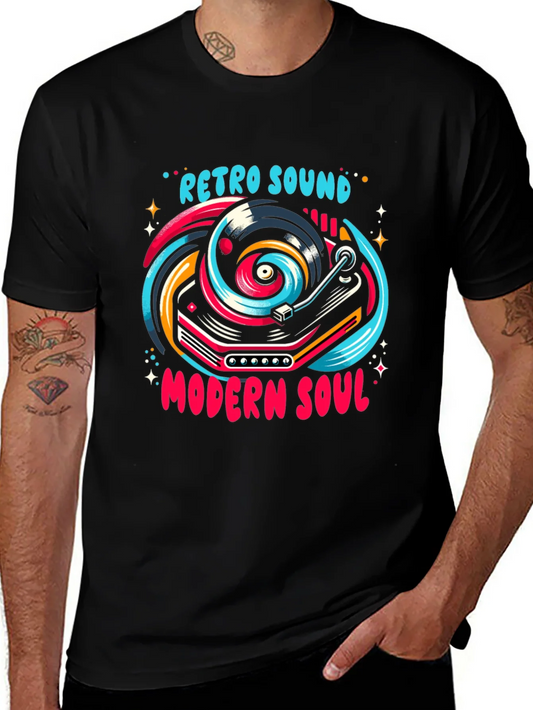 Retro Sound Modern Soul Graphic Tee - Black Cotton Blend