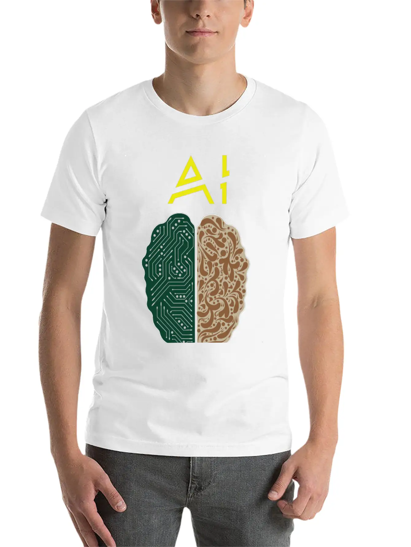 AI No Match To Human Stupidity Essential Unisex Summer Tee – Soft Cotton Casual Fit