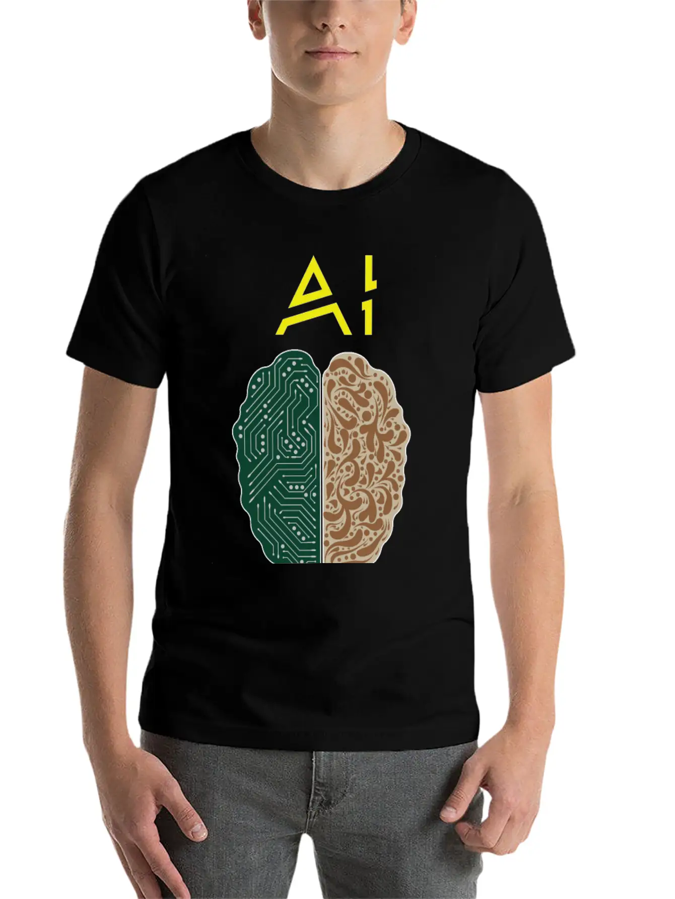 AI No Match To Human Stupidity Essential Unisex Summer Tee – Soft Cotton Casual Fit