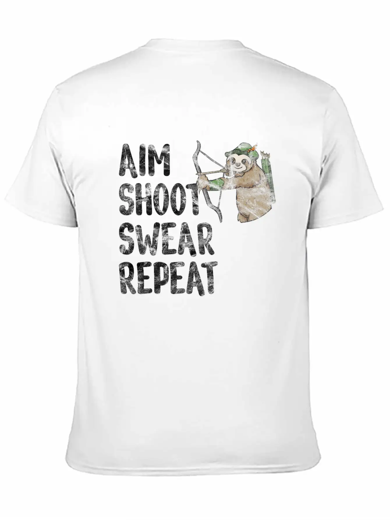 Aim Shoot Swear Repeat Sloth Bow Archery Basic Graphic T-Shirt – Daily Comfort In Soft Cotton