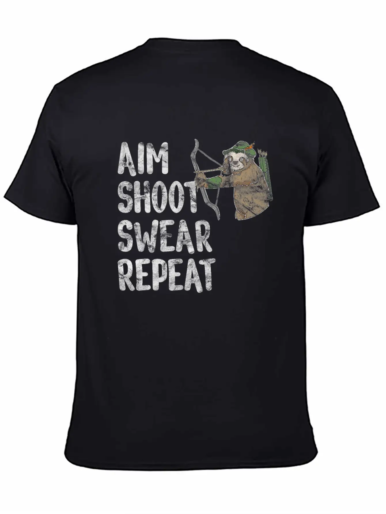Aim Shoot Swear Repeat Sloth Bow Archery Basic Graphic T-Shirt – Daily Comfort In Soft Cotton