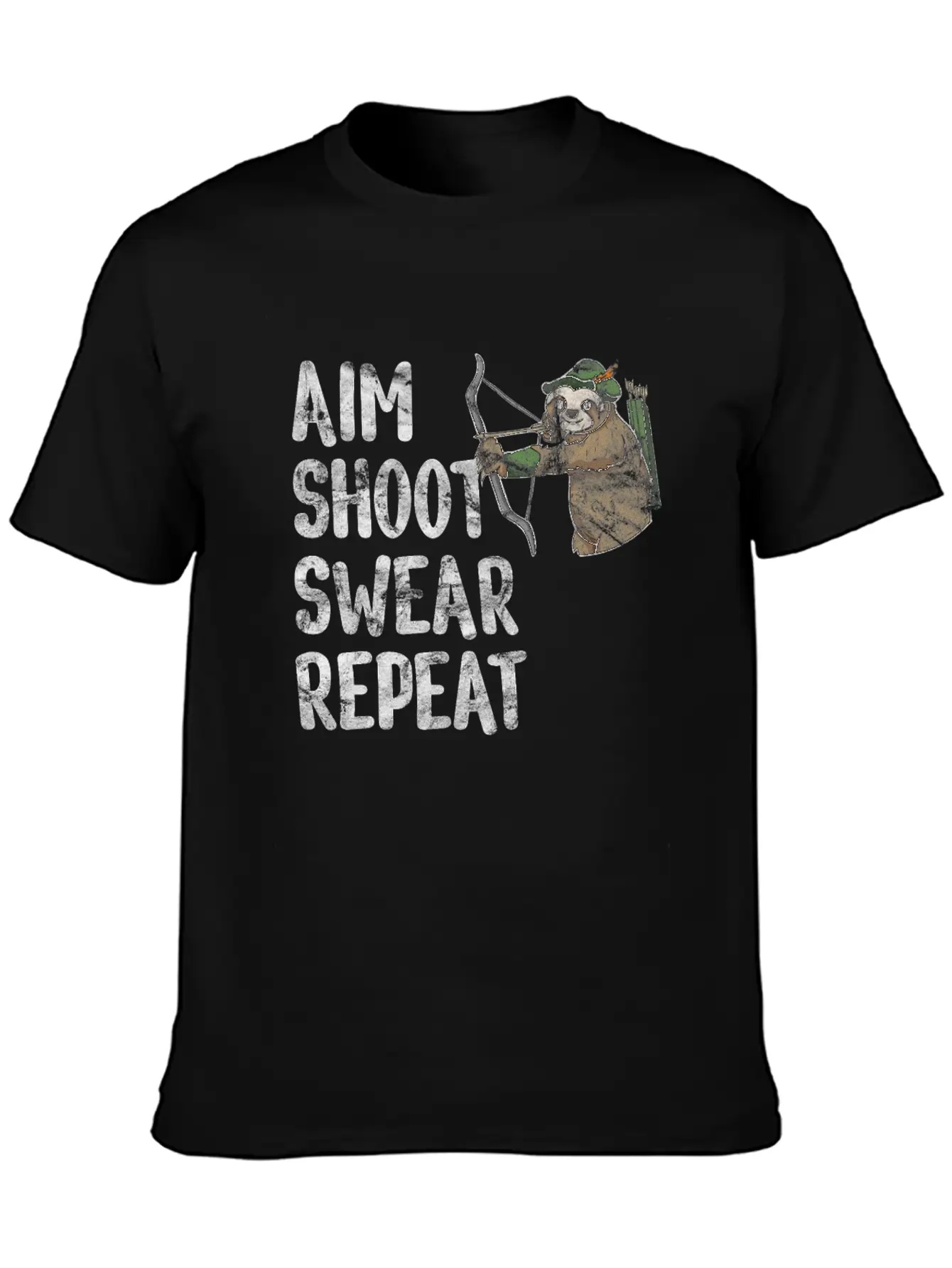 Aim Shoot Swear Repeat Sloth Bow Archery Basic Graphic T-Shirt – Daily Comfort In Soft Cotton