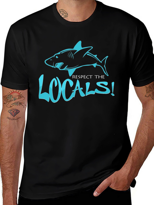 Respect the Locals Shark Graphic Black T-Shirt