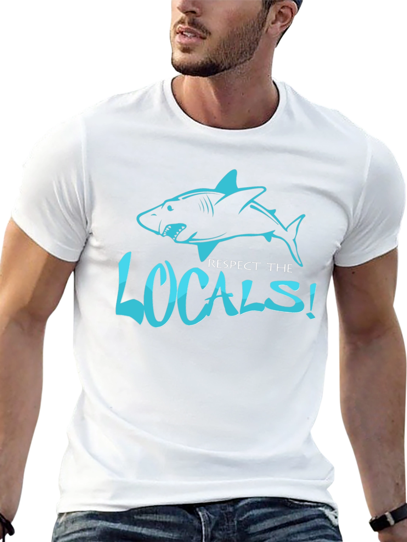 Respect the Locals Shark Graphic Black T-Shirt