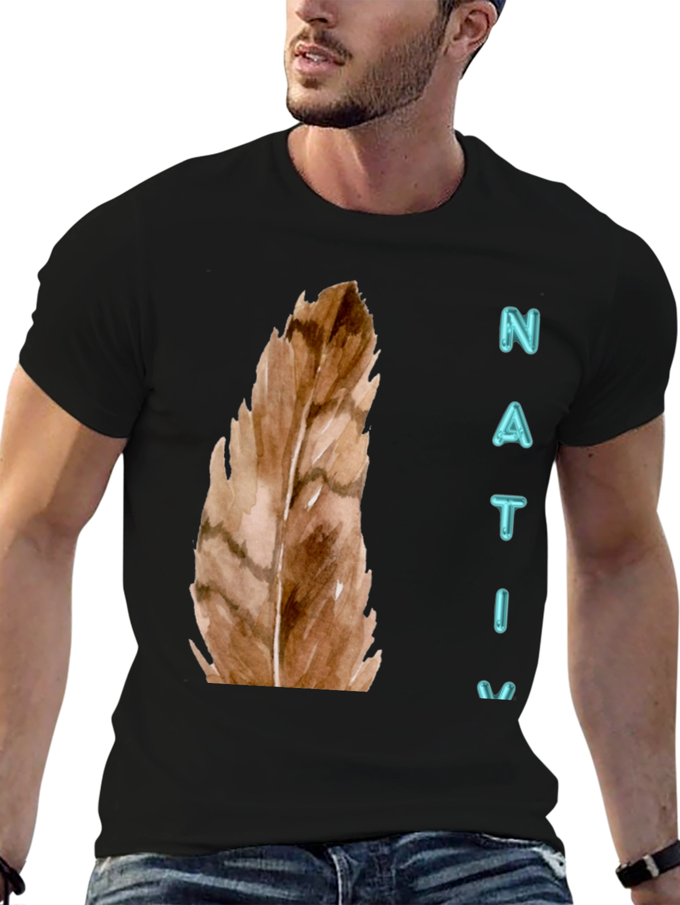 Native Feather Graphic Tee - Unisex Black T-Shirt