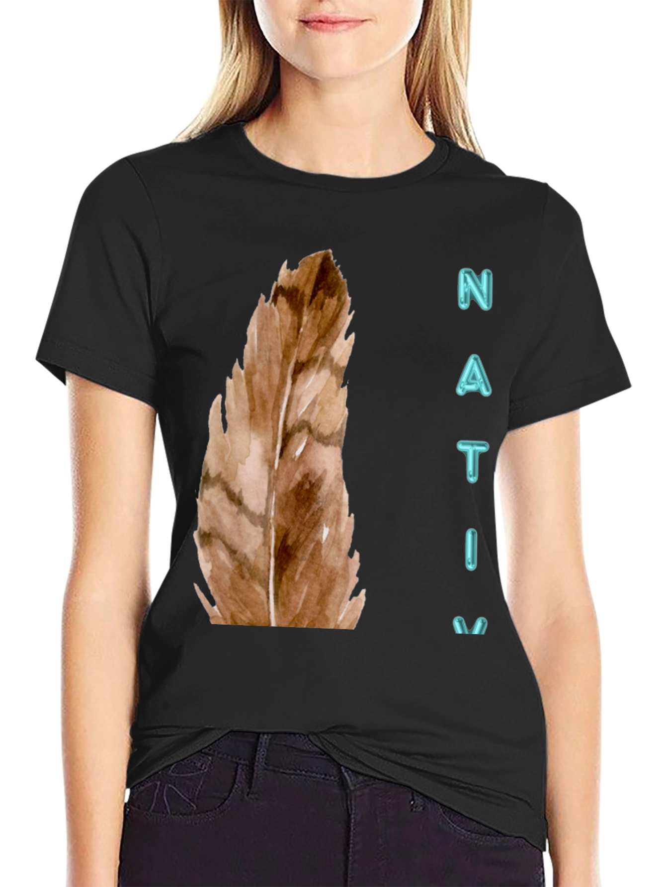 Native Feather Graphic Tee - Unisex Black T-Shirt