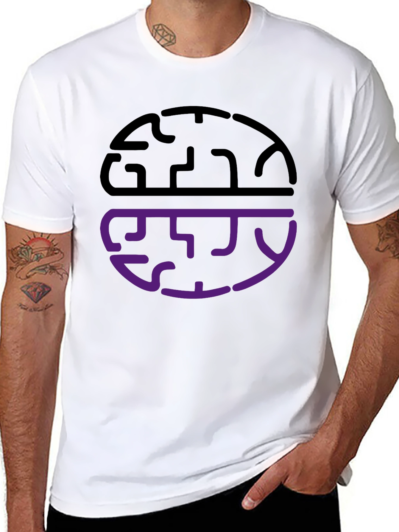 Abstract Brain Graphic Tee - Black