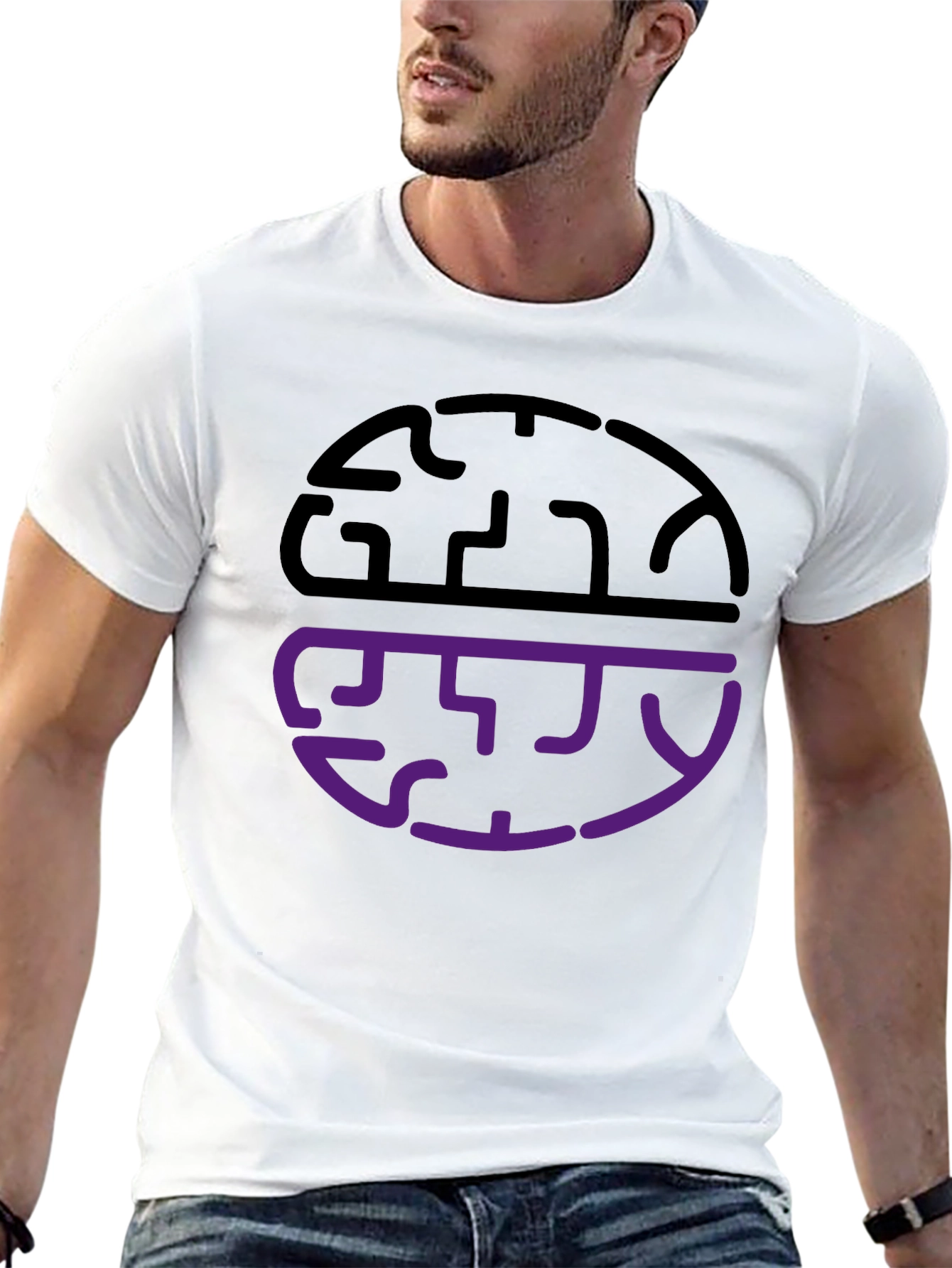 Abstract Brain Graphic Tee - Black