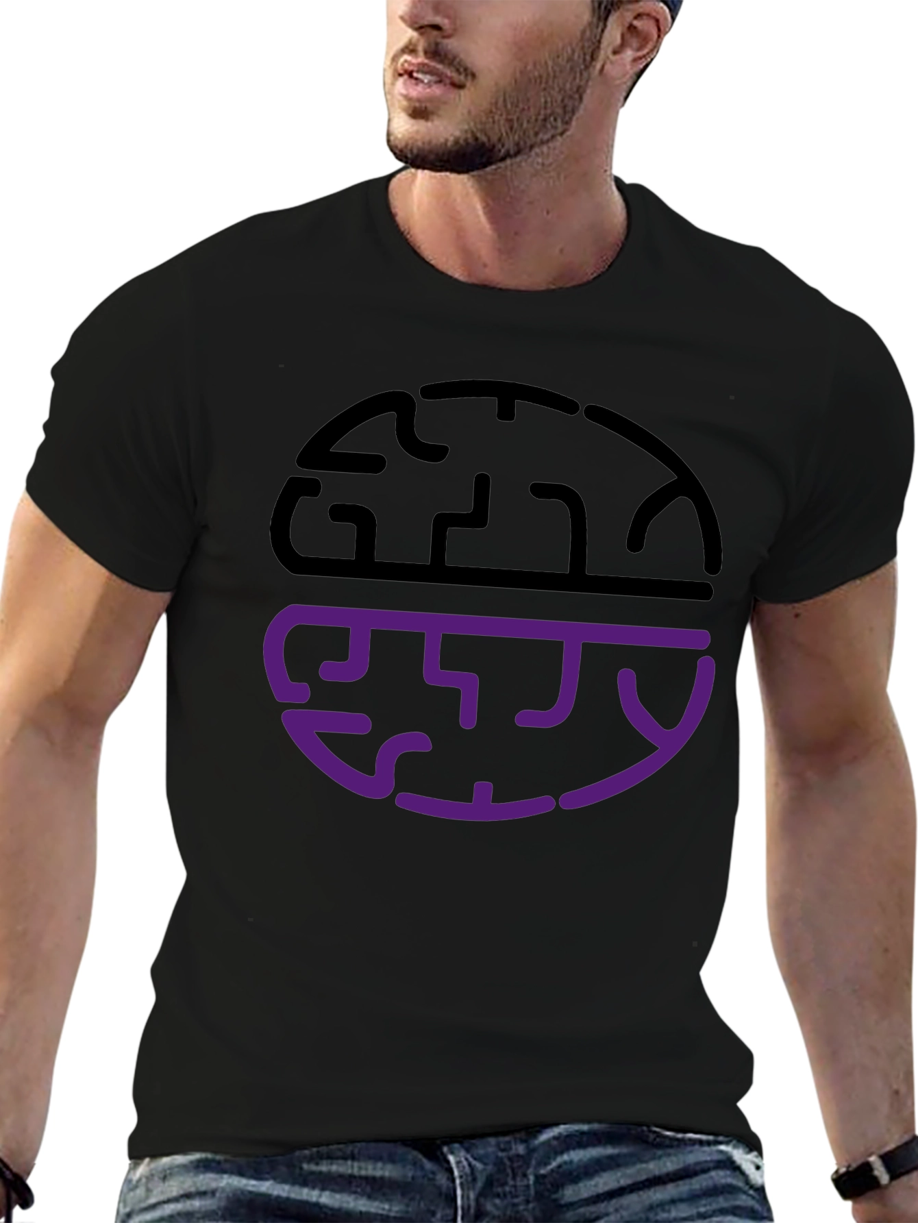 Abstract Brain Graphic Tee - Black