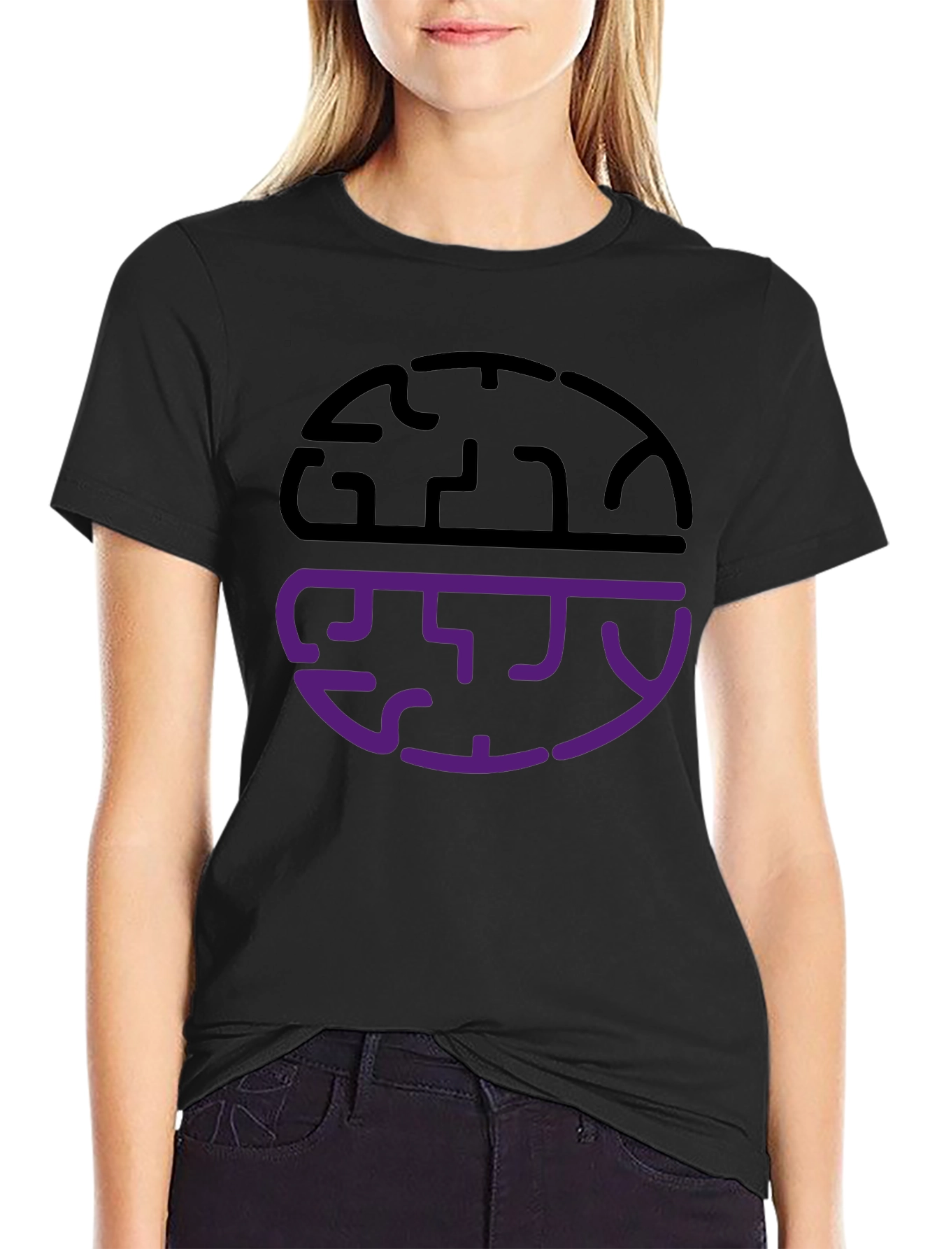 Abstract Brain Graphic Tee - Black
