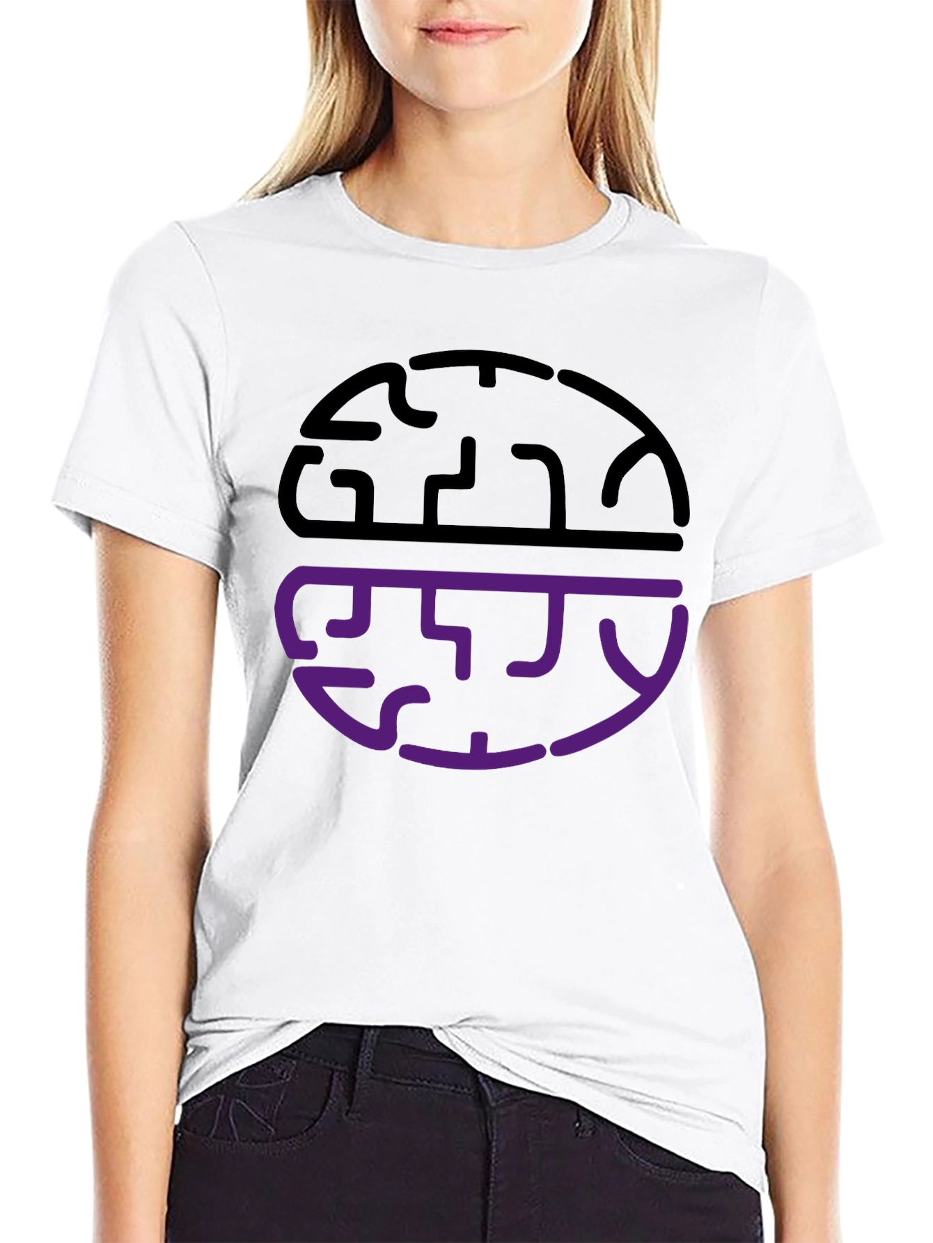 Abstract Brain Graphic Tee - Black