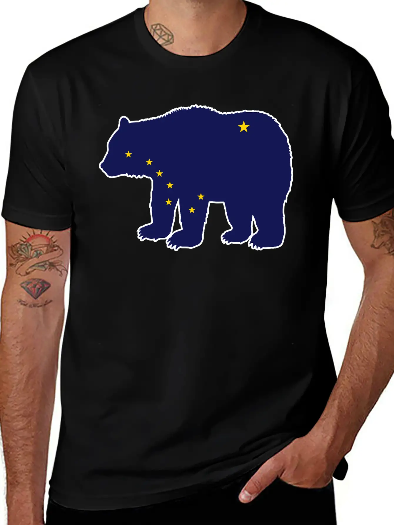 Alaska Flag Bear Basic Graphic T-Shirt – Daily Comfort In Soft Cotton