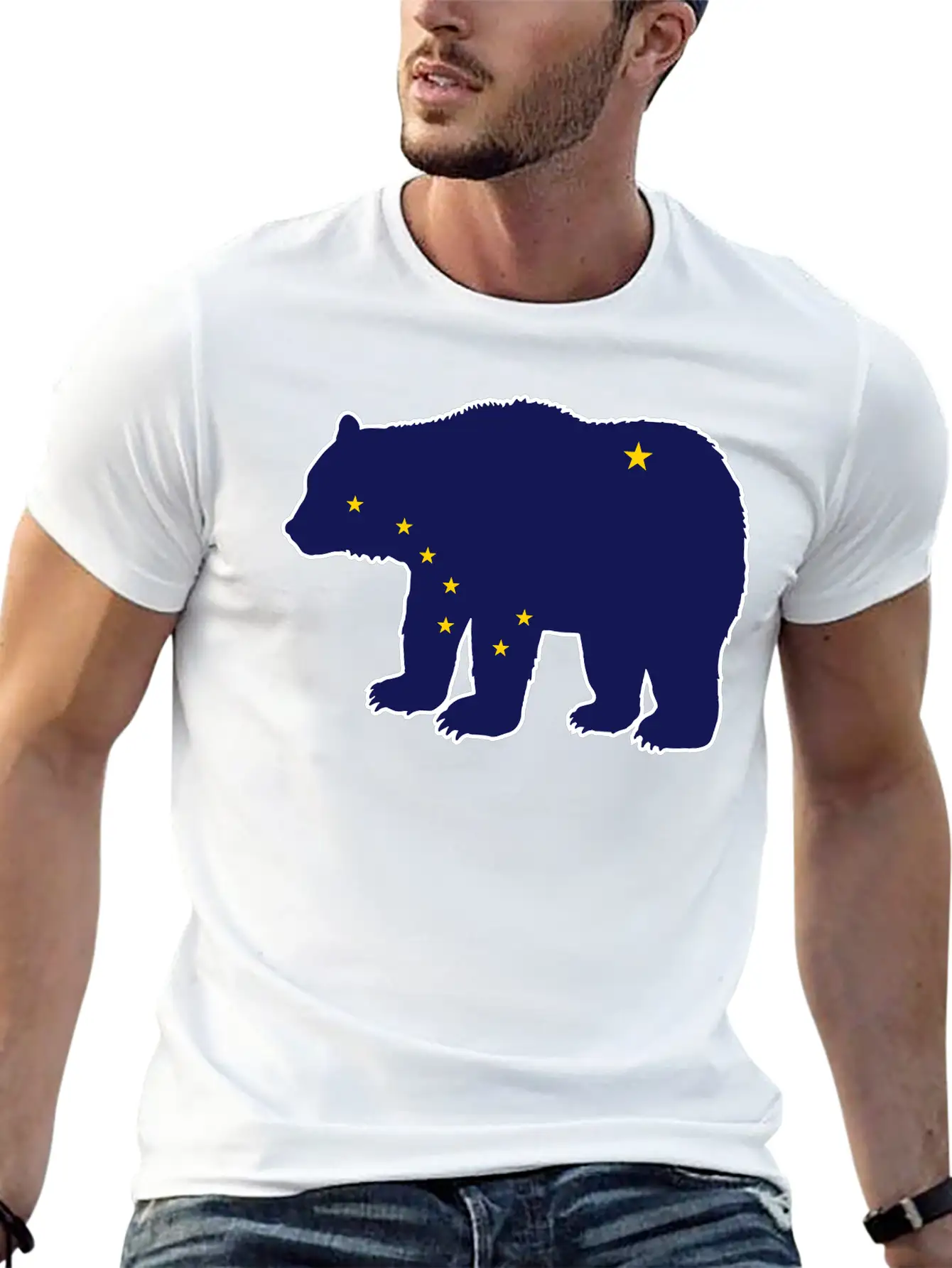 Alaska Flag Bear Basic Graphic T-Shirt – Daily Comfort In Soft Cotton