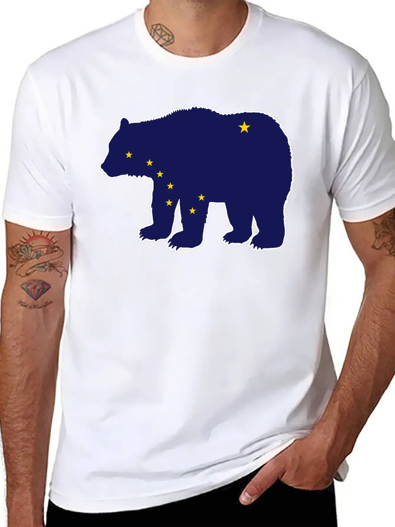 Alaska Flag Bear Basic Graphic T-Shirt – Daily Comfort In Soft Cotton