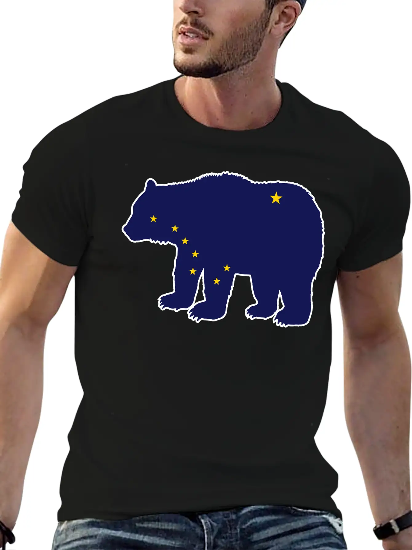 Alaska Flag Bear Basic Graphic T-Shirt – Daily Comfort In Soft Cotton