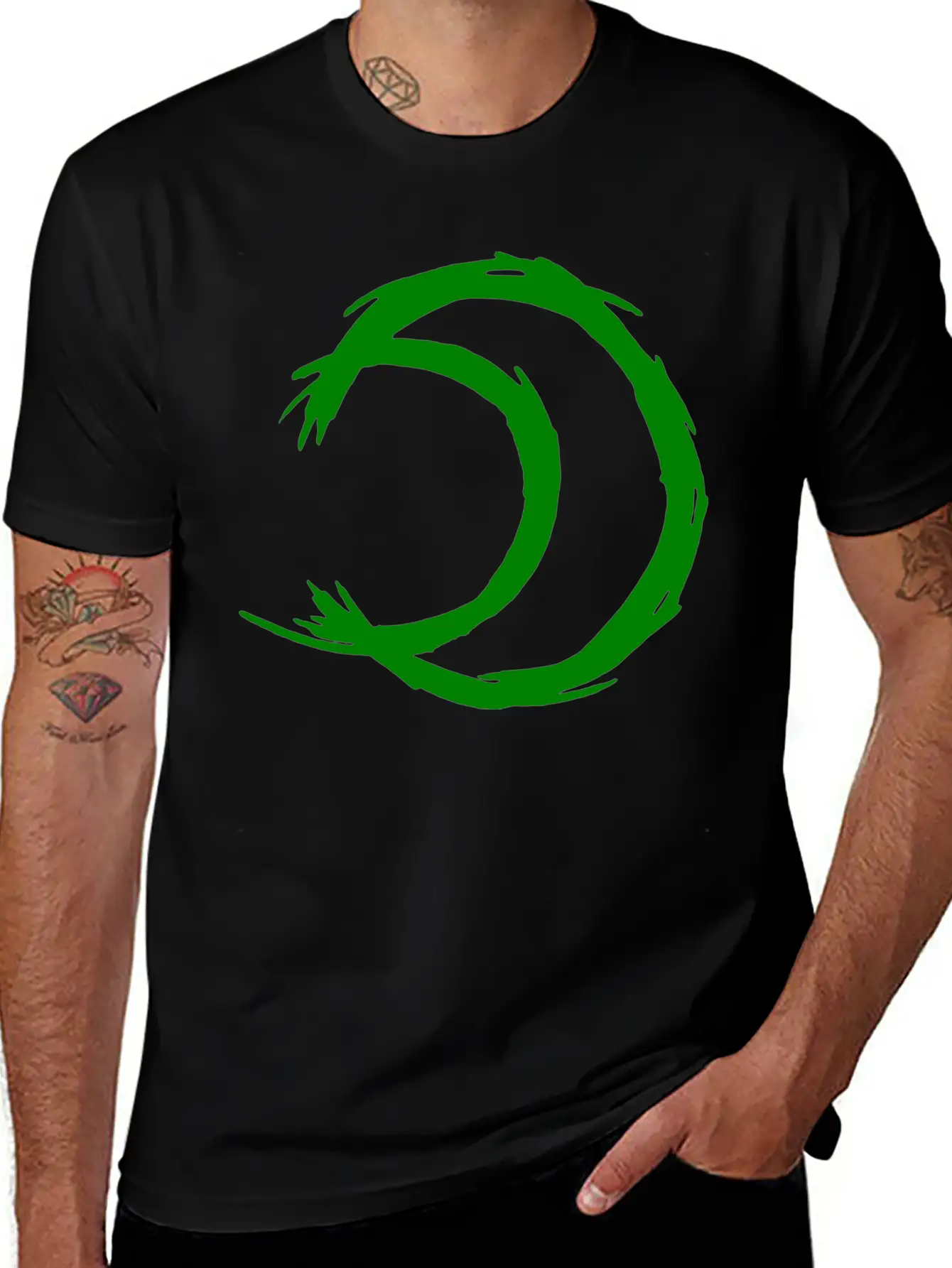 Alchemy Symbol Moon (Silver) Green Timeless Short Sleeve Tee – Comfy And Minimalist Design