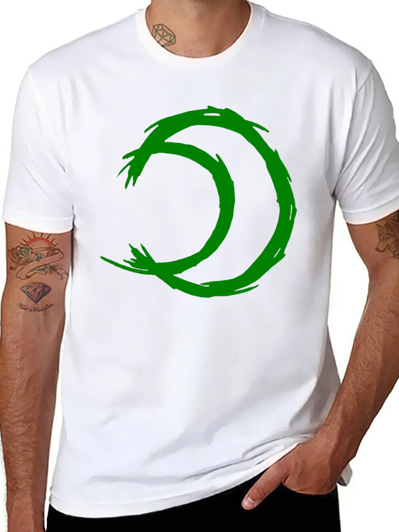 Alchemy Symbol Moon (Silver) Green Timeless Short Sleeve Tee – Comfy And Minimalist Design