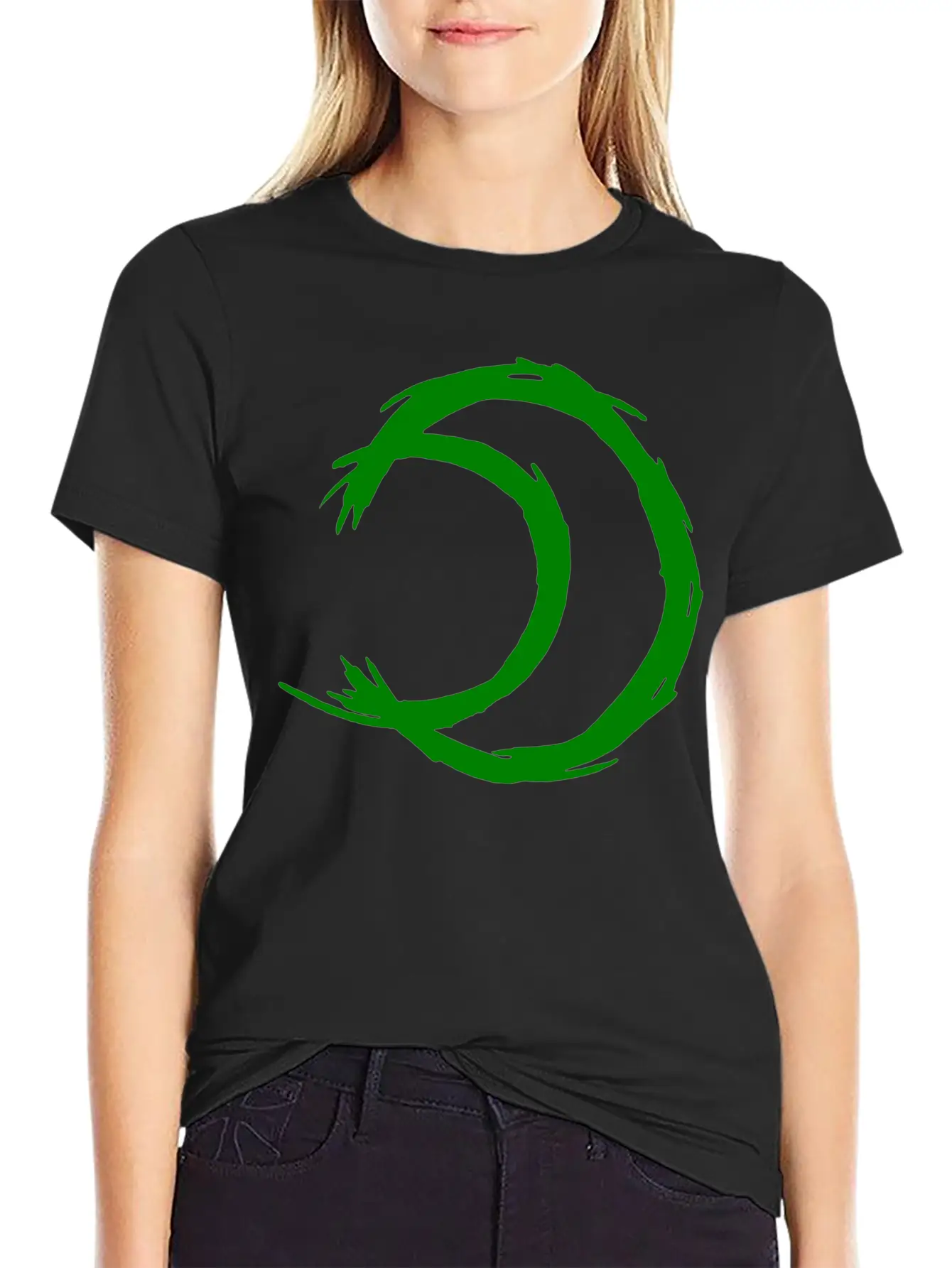 Alchemy Symbol Moon (Silver) Green Timeless Short Sleeve Tee – Comfy And Minimalist Design