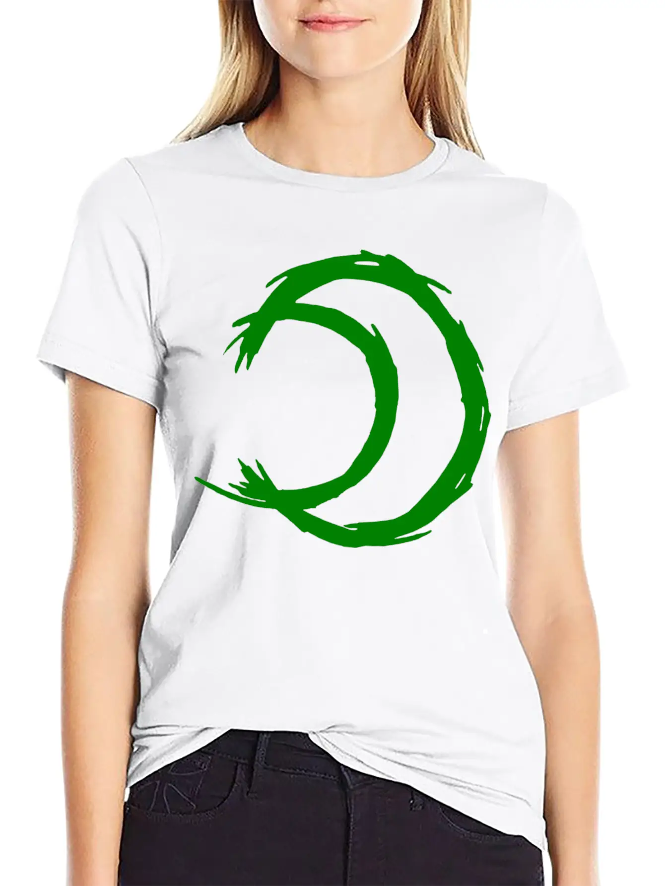 Alchemy Symbol Moon (Silver) Green Timeless Short Sleeve Tee – Comfy And Minimalist Design