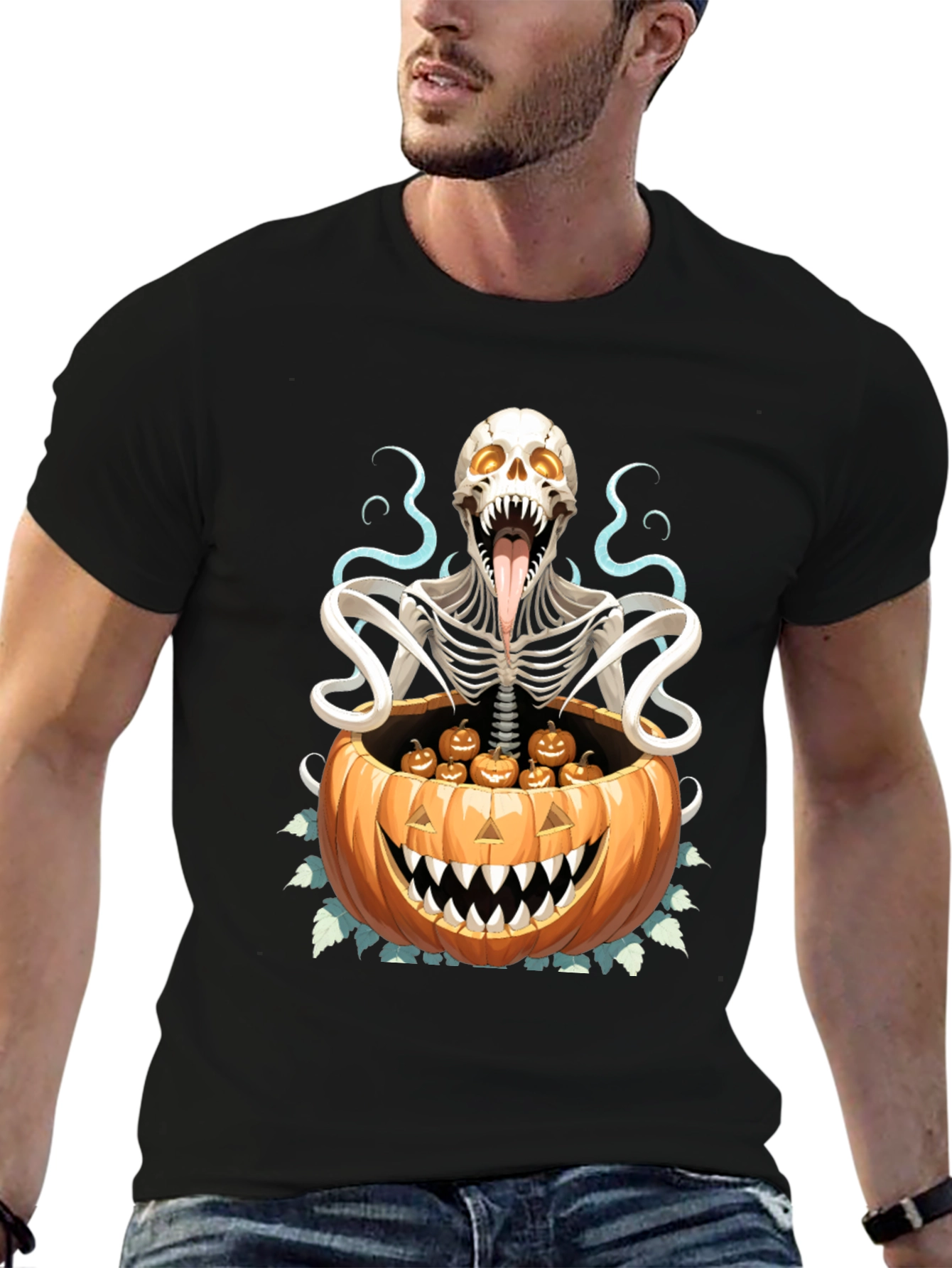 Halloween Skeleton Pumpkin T-Shirt