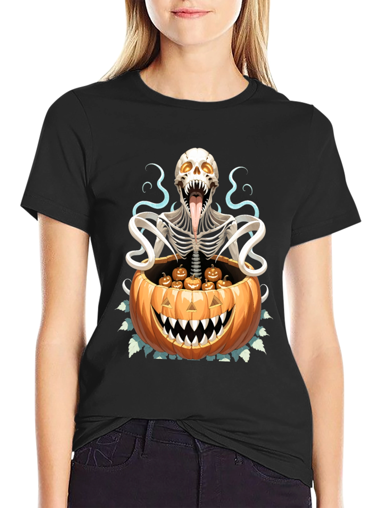 Halloween Skeleton Pumpkin T-Shirt
