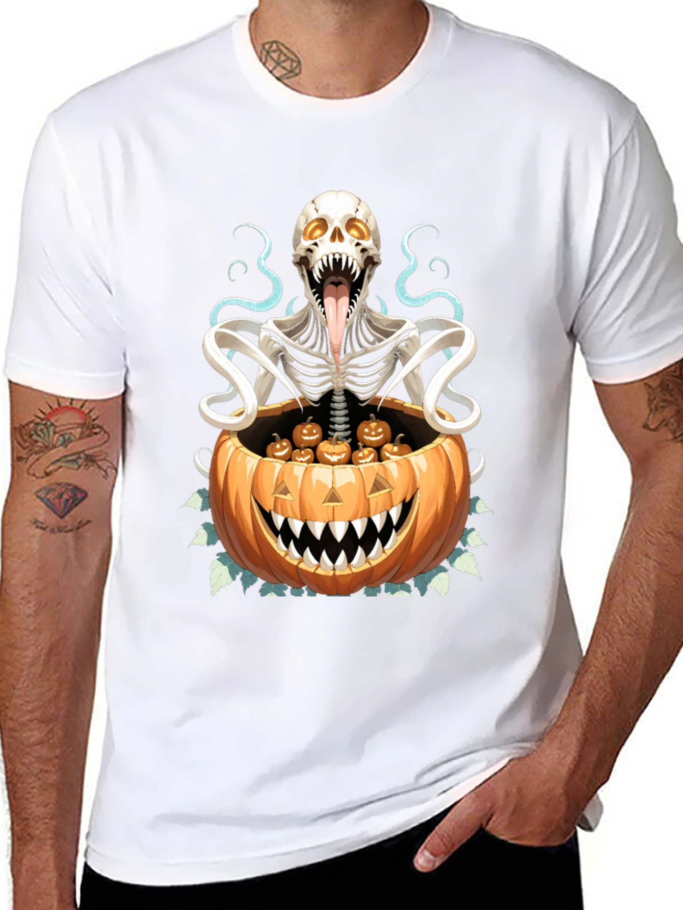 Halloween Skeleton Pumpkin T-Shirt