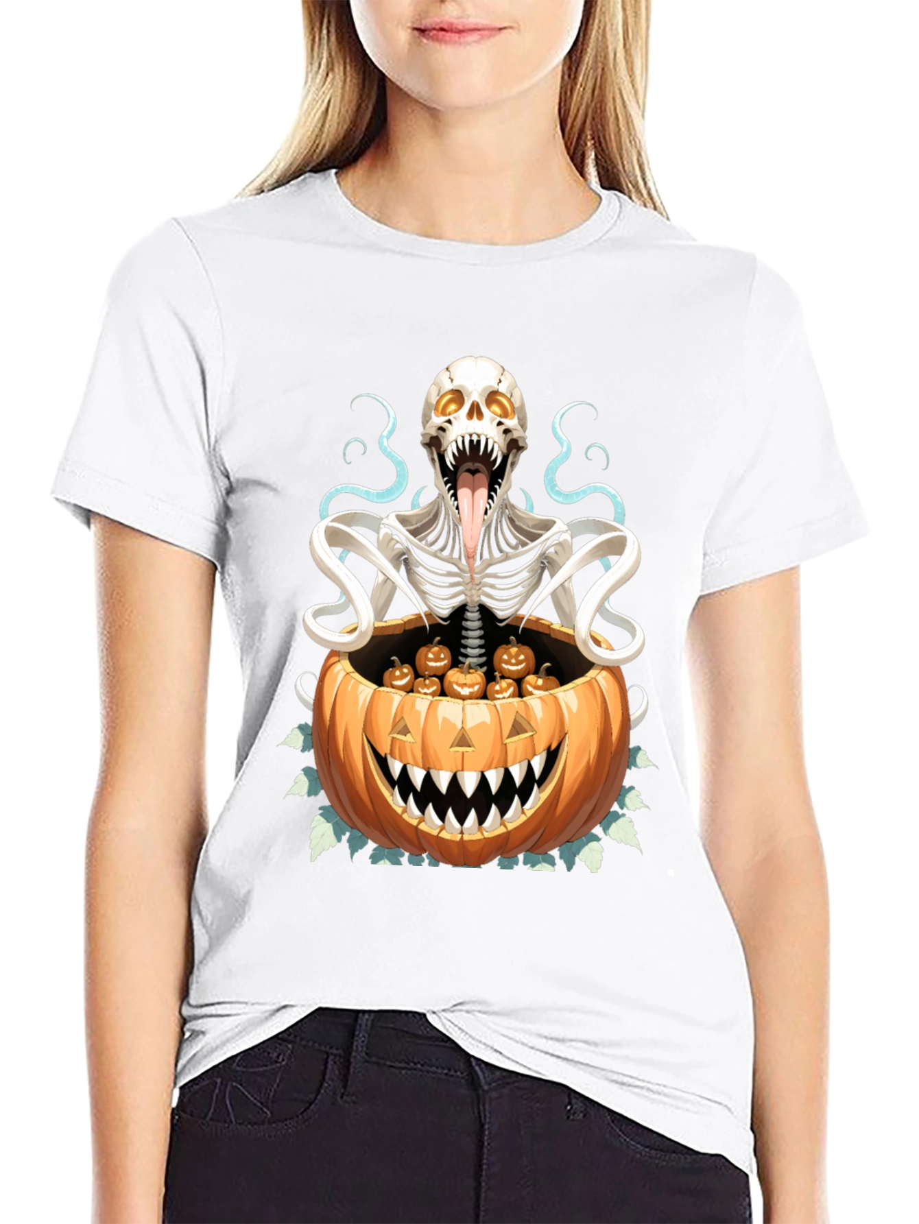 Halloween Skeleton Pumpkin T-Shirt
