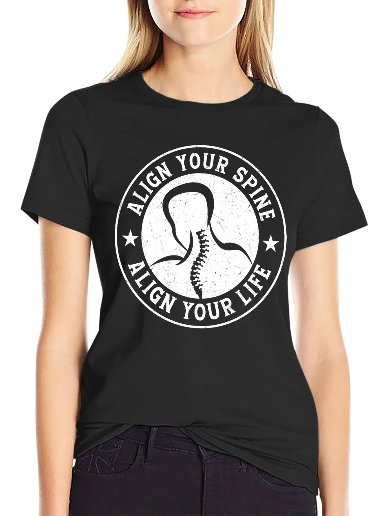 Align Your Spine Align Your Life Chiropractor Chir Comfortable Minimalist Graphic Tee – Summer Style Essential