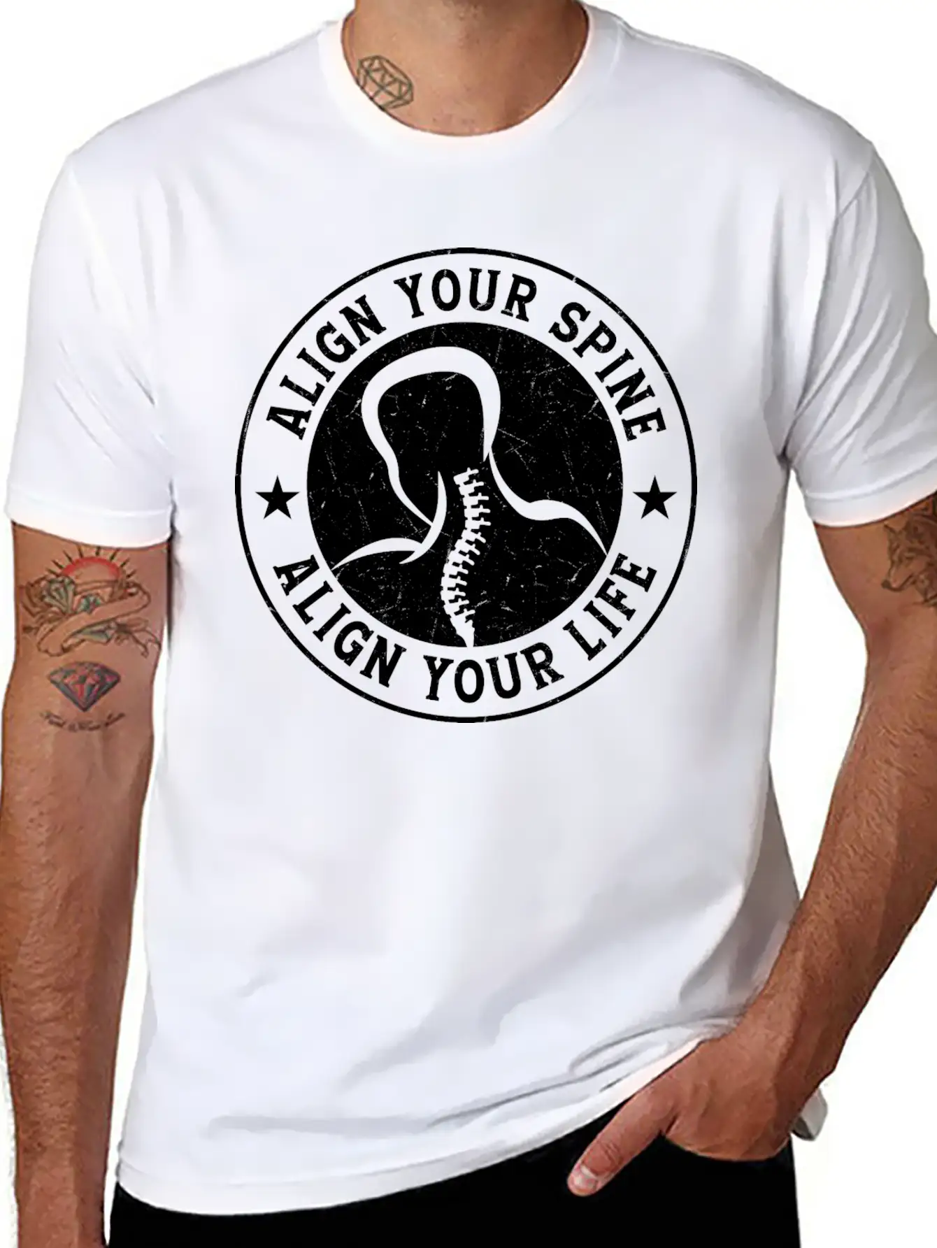 Align Your Spine Align Your Life Chiropractor Chir Comfortable Minimalist Graphic Tee – Summer Style Essential